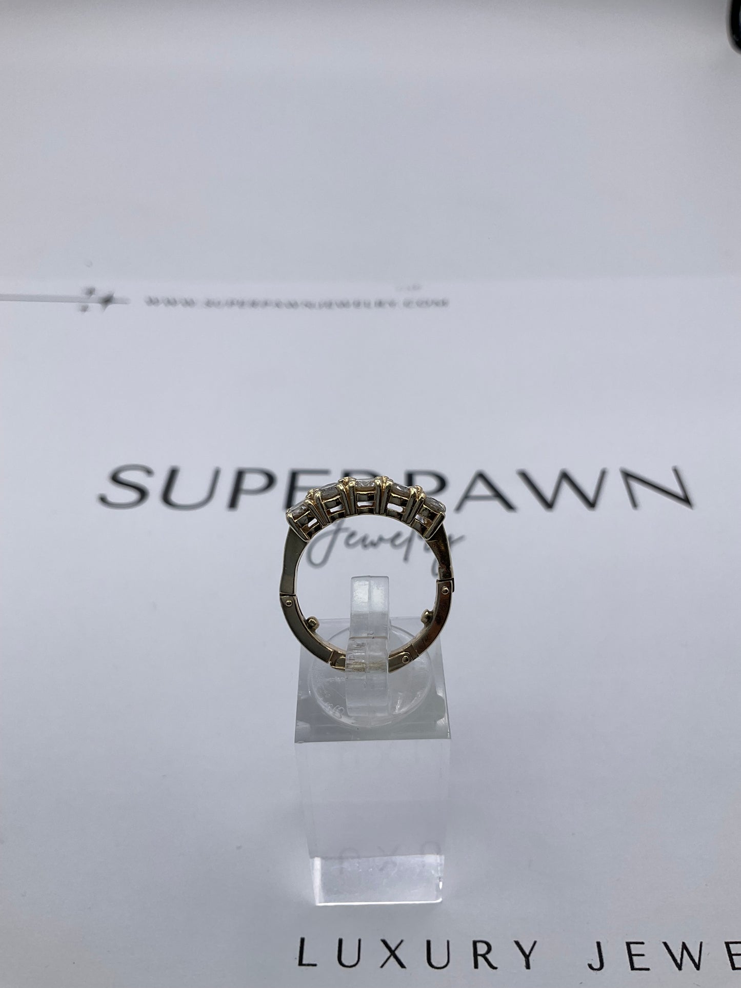 14K Yellow Gold Diamond Clasp Design Ring – Size 5.5 – 5.8g