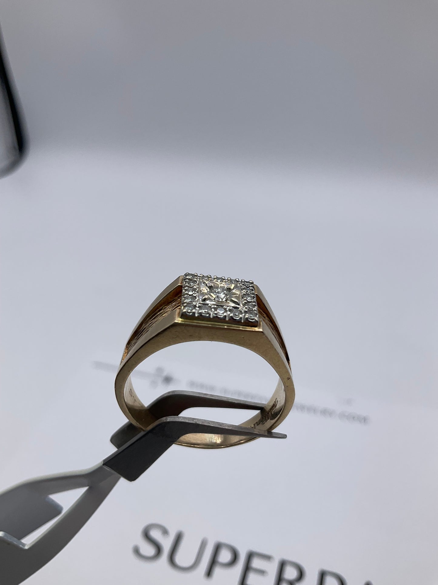 14K Yellow Gold & White Gold Diamond Cluster Ring – 6.6g – Size 11.5