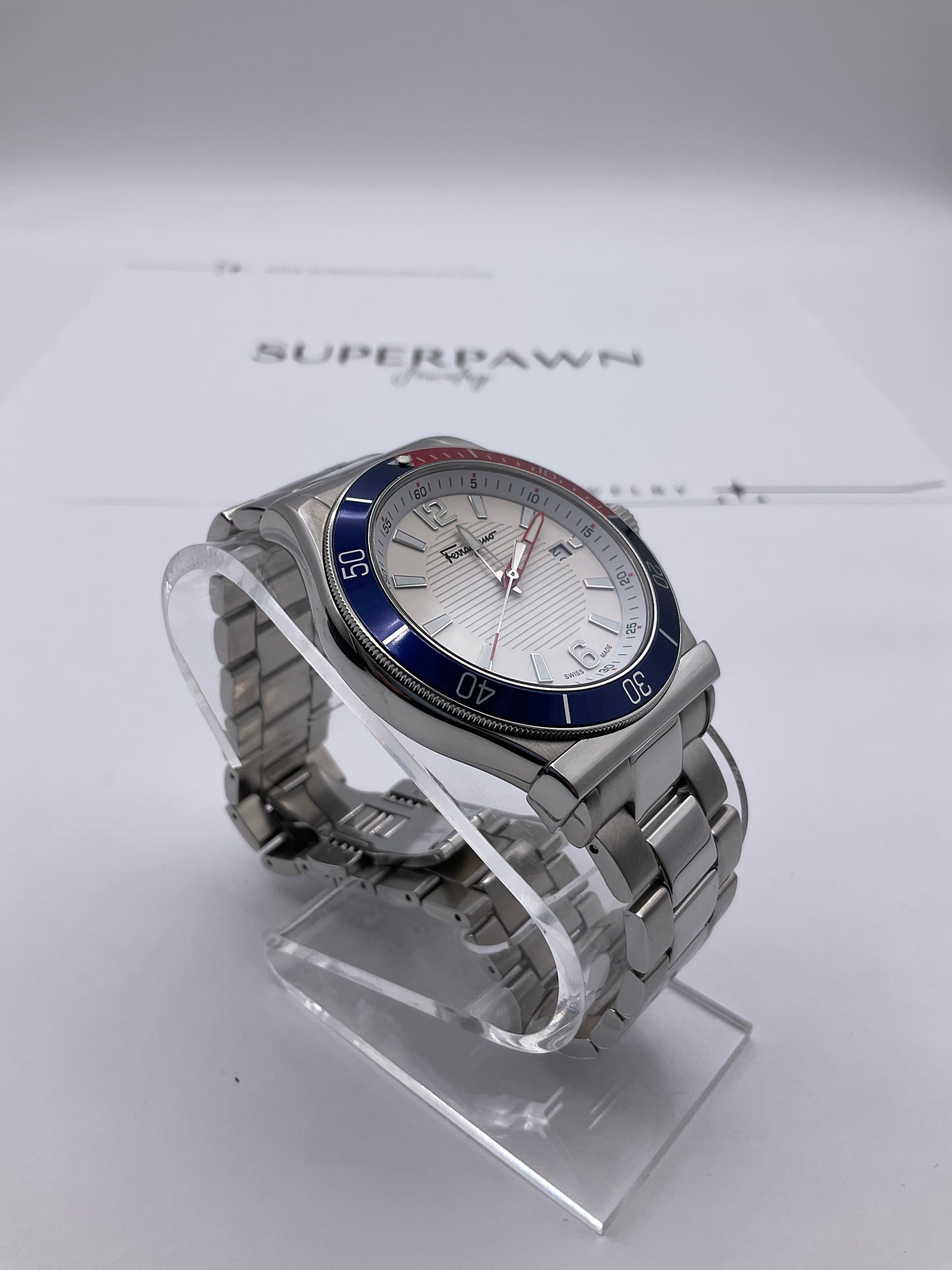 Ferragamo Mens Ferragamo 1898 Multi 44mm Strap Fashion Watch