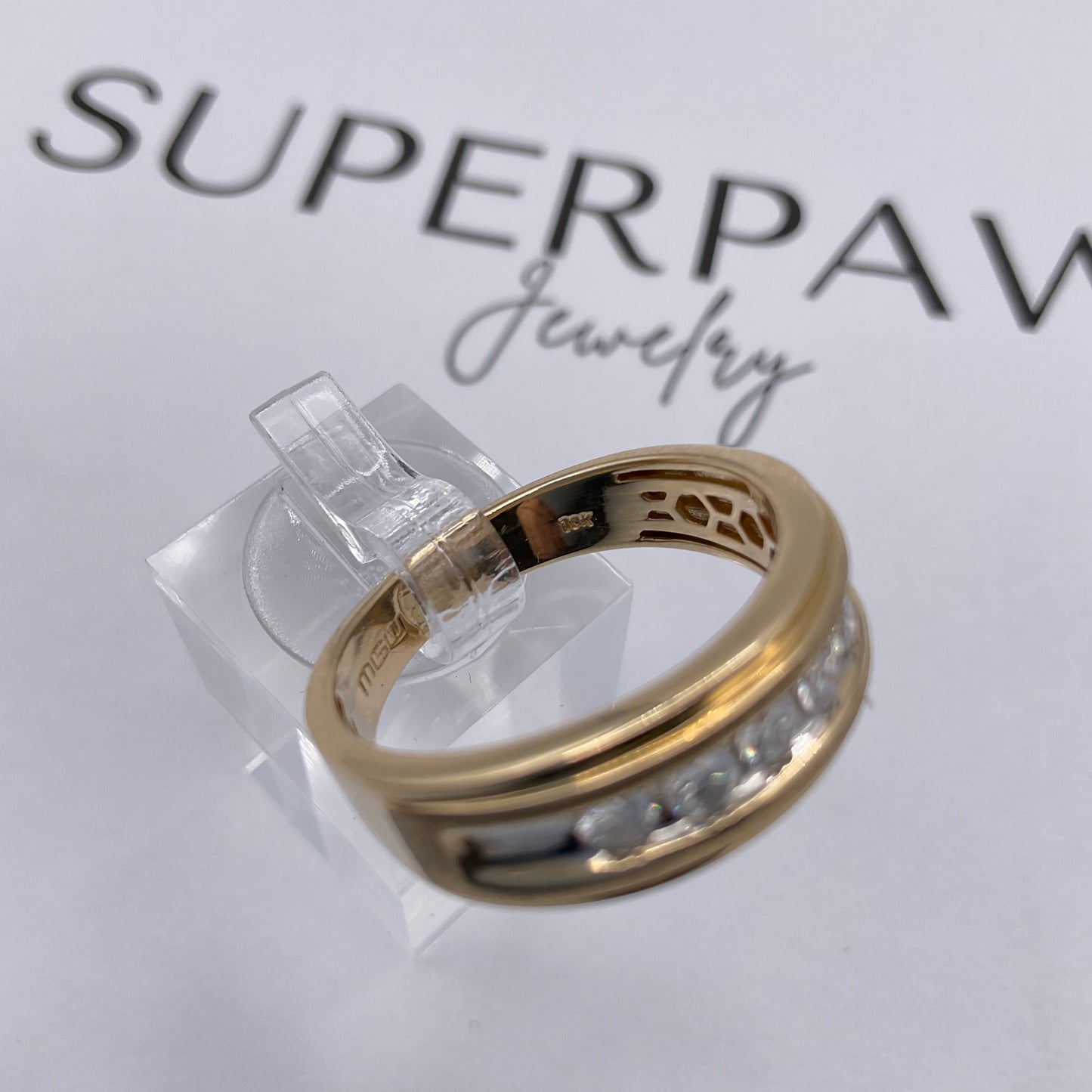 4.7g 10k Yellow Gold Men's Diamond Band Size 10