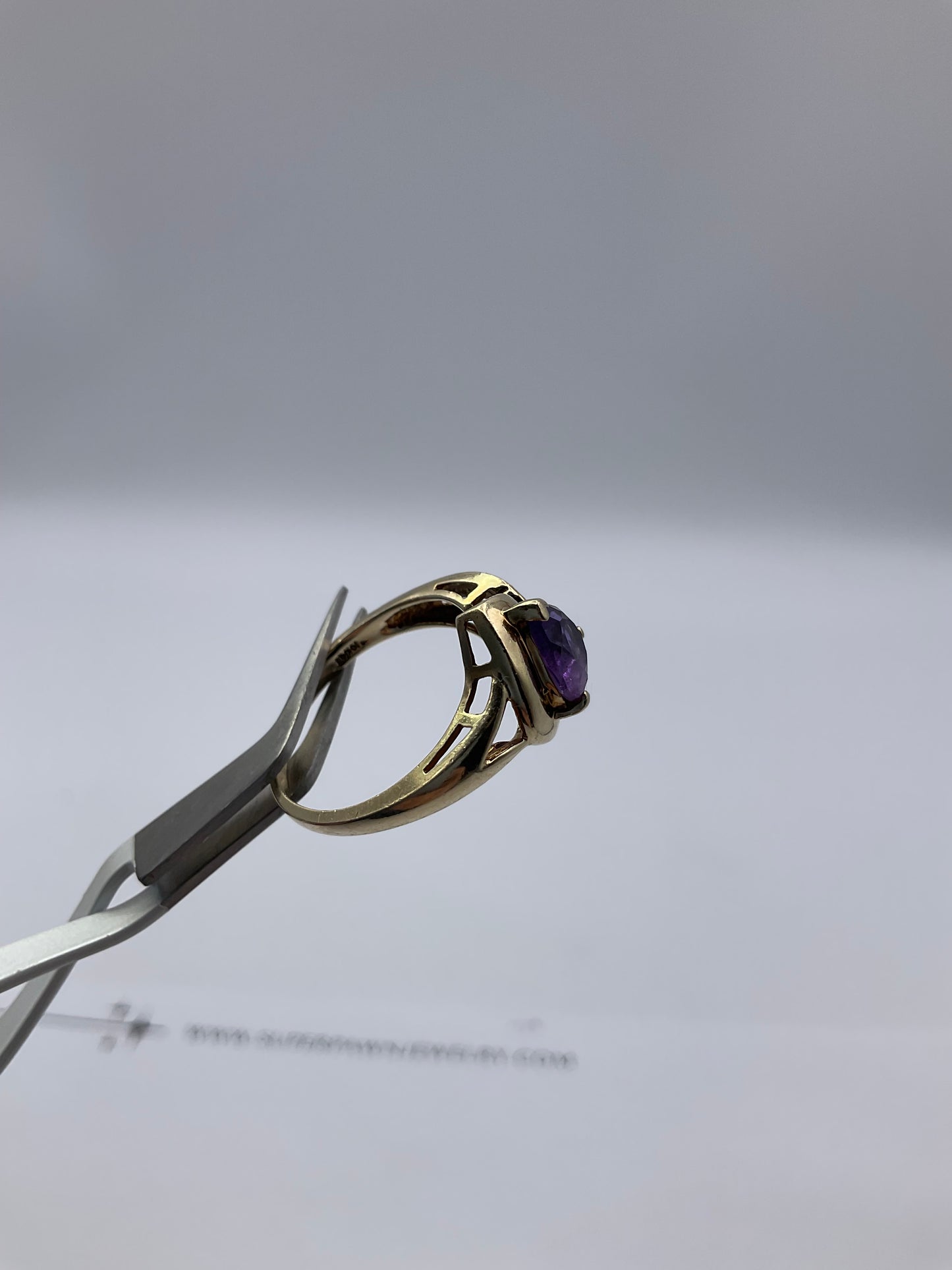 10K Yellow Gold Heart-Shaped Amethyst & Diamond Ring – Size 6.5 – 2.4g