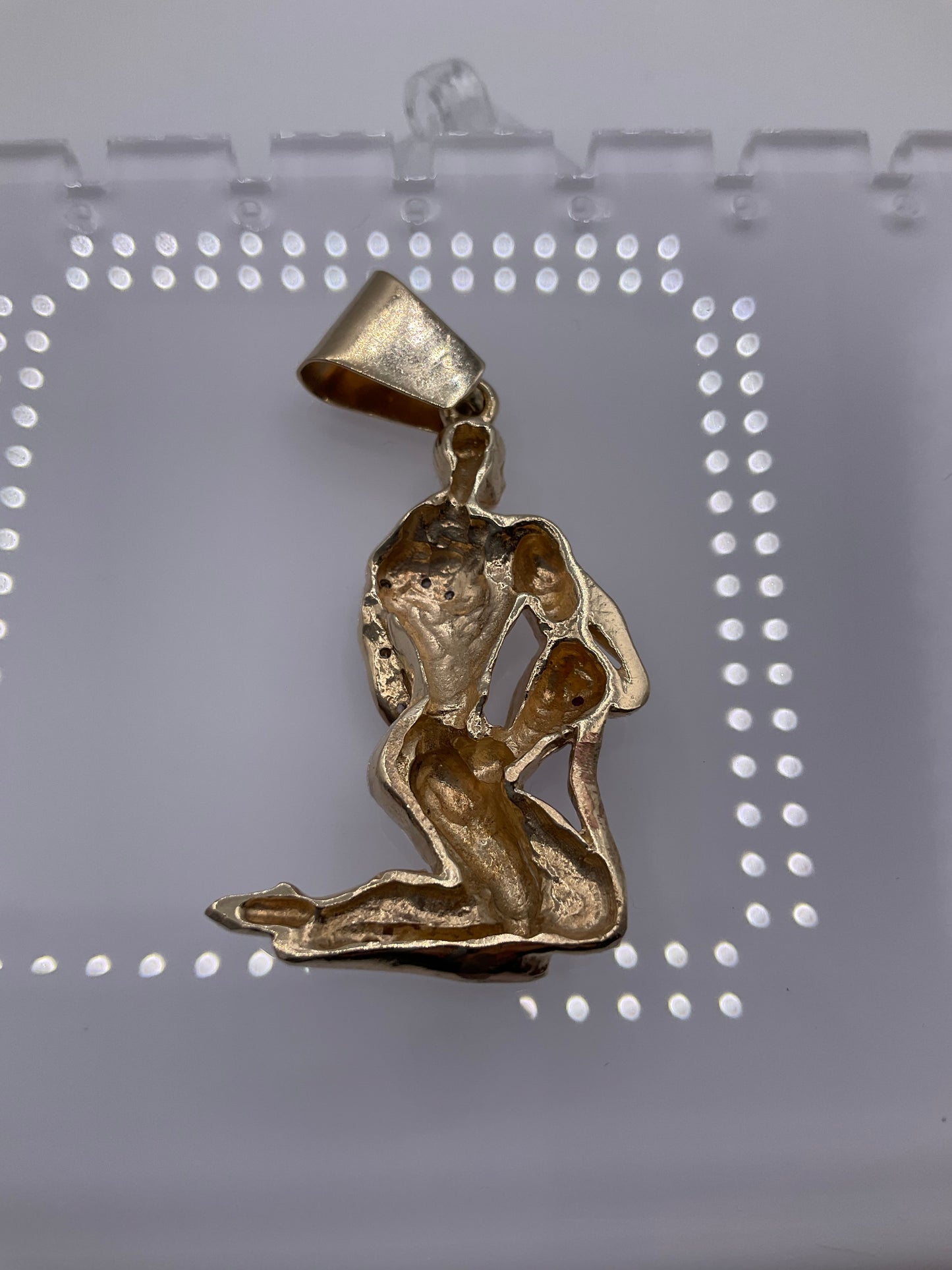 10K Yellow Gold Artistic Couple Pendant With Diamond Accents 12.8g