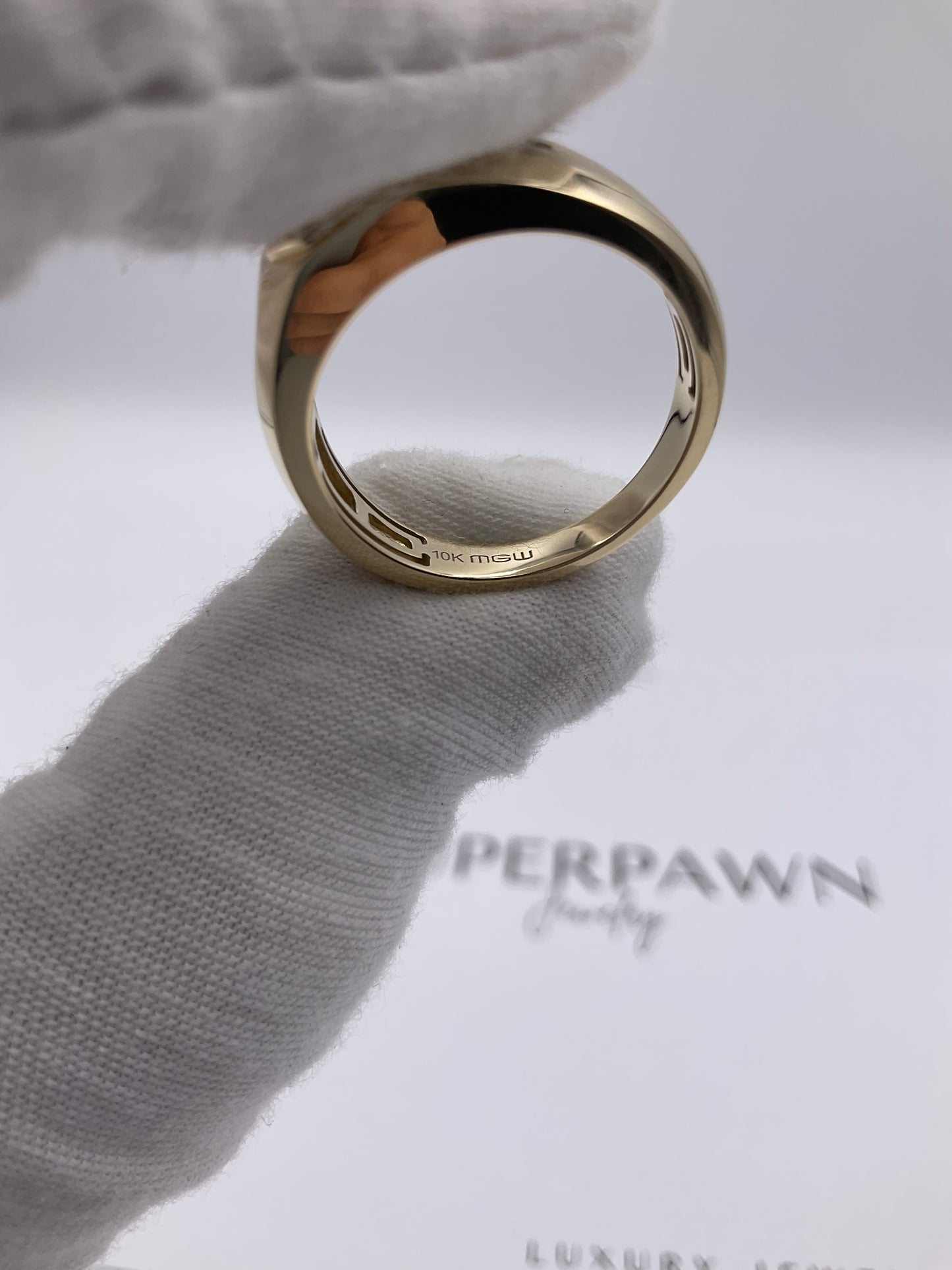 5.3g 10k Yellow Gold Men's Diamond Cross Ring Size 10