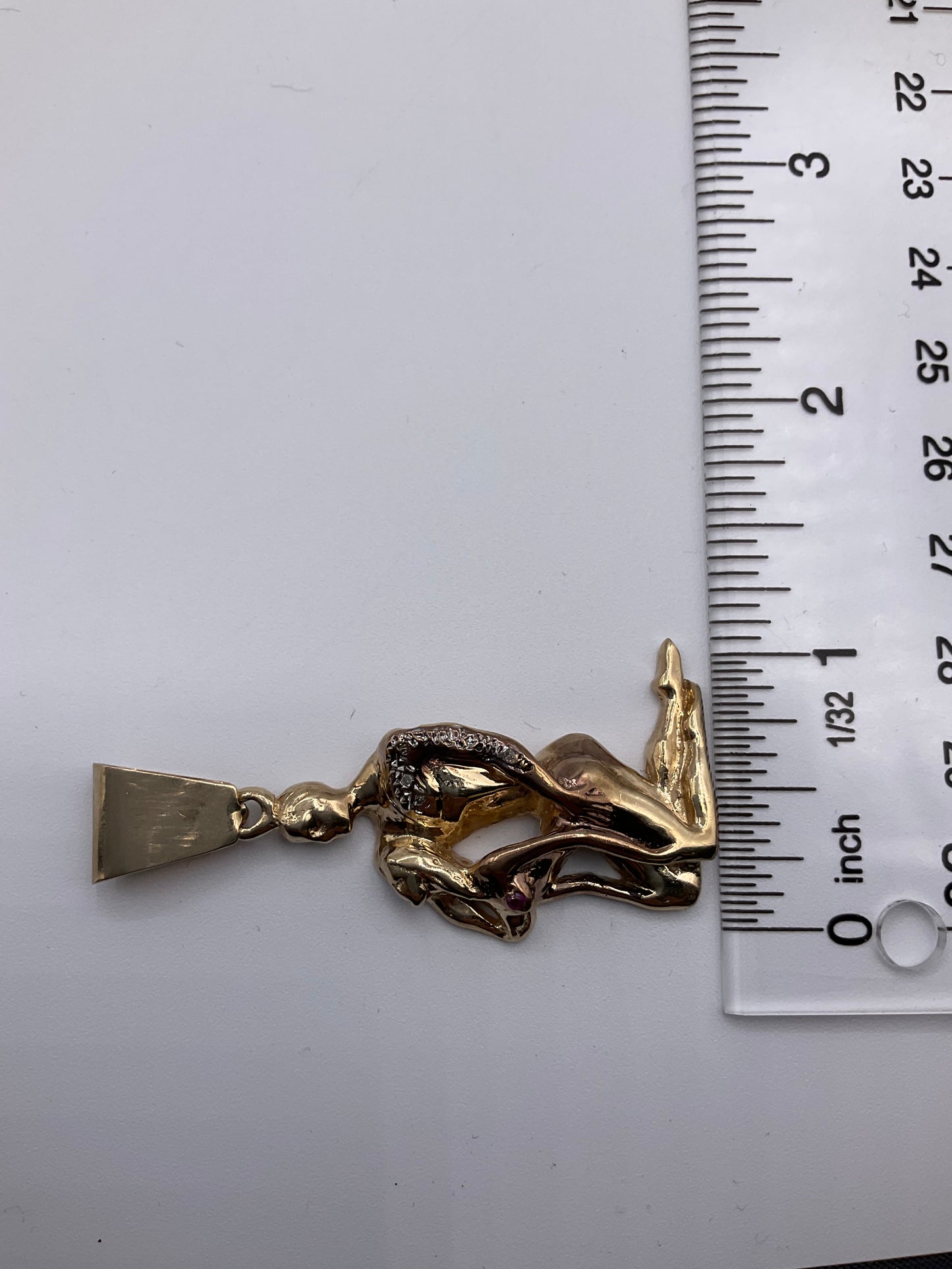 10K Yellow Gold Artistic Couple Pendant With Diamond Accents 12.8g