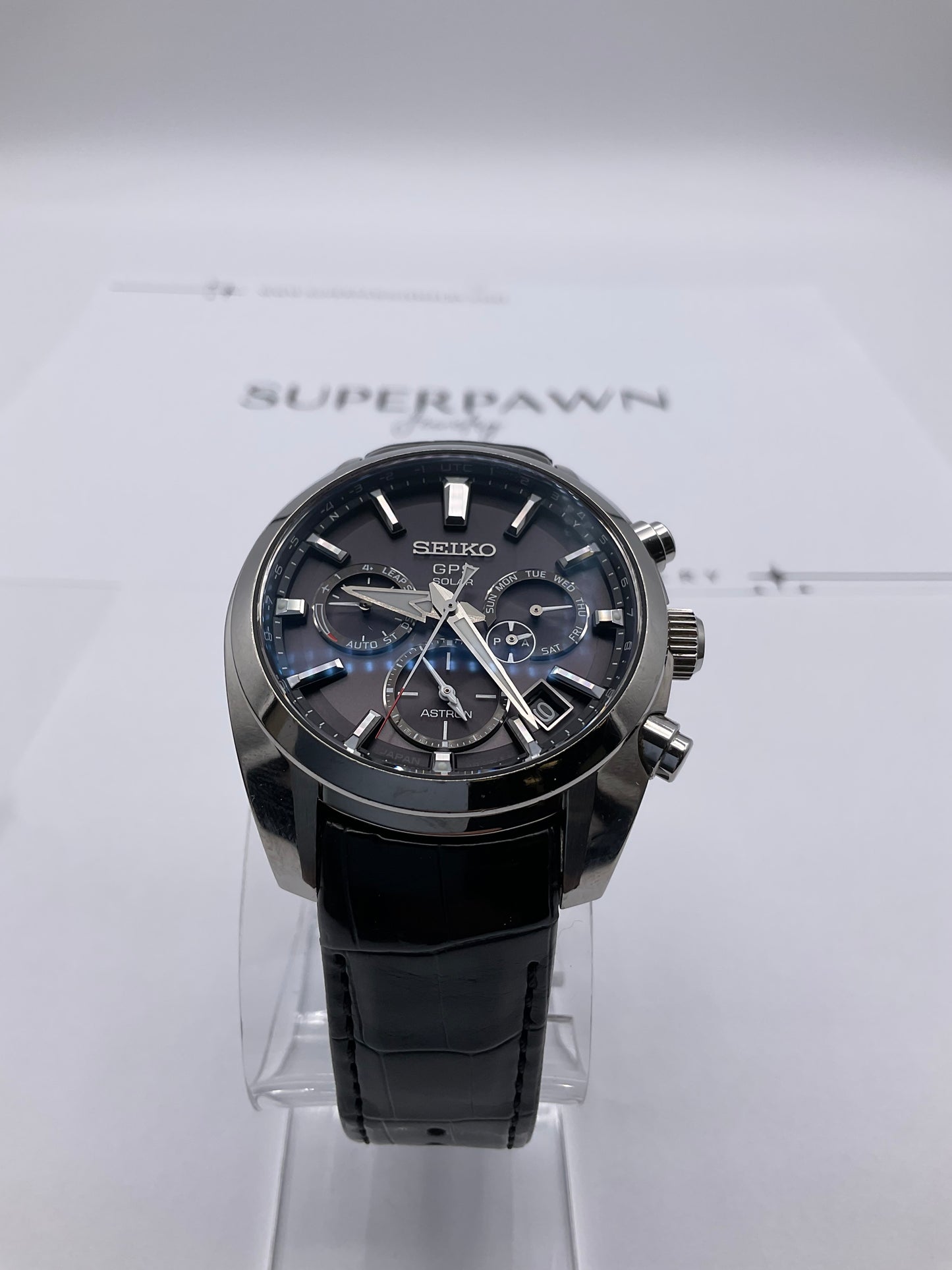 SEIKO ASTRON GPS SOLAR 5X53-0AJ0 42mm Watch Black Leather Strap