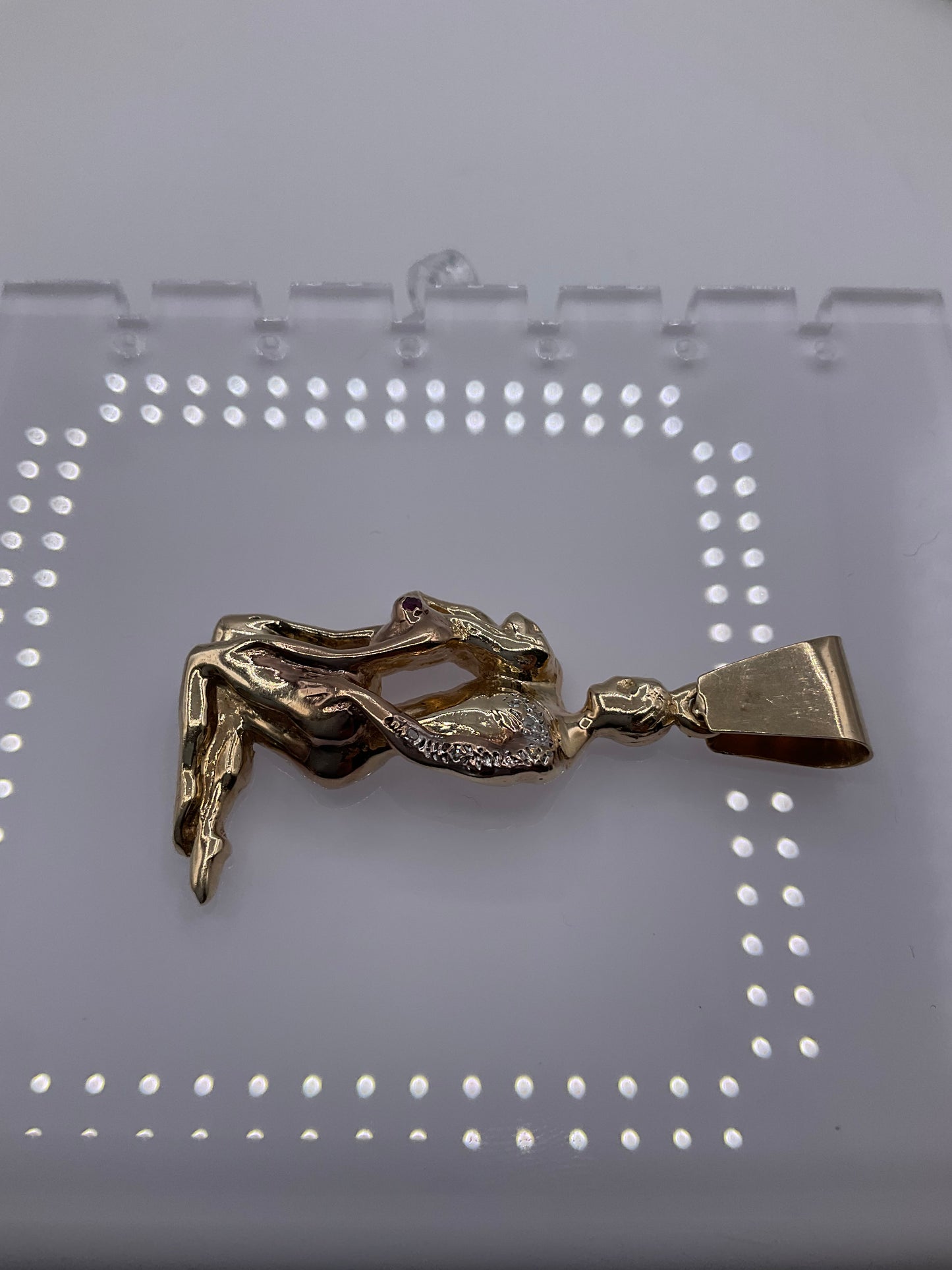 10K Yellow Gold Artistic Couple Pendant With Diamond Accents 12.8g