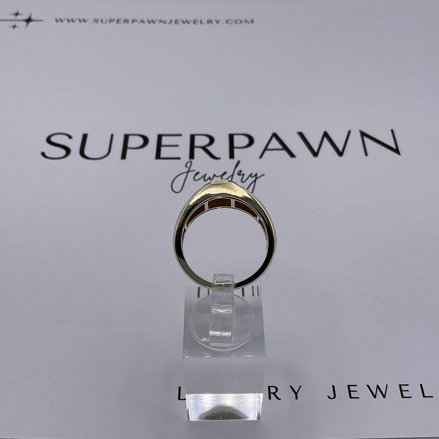 5.3g 10k Yellow Gold Men's Diamond Cross Ring Size 10