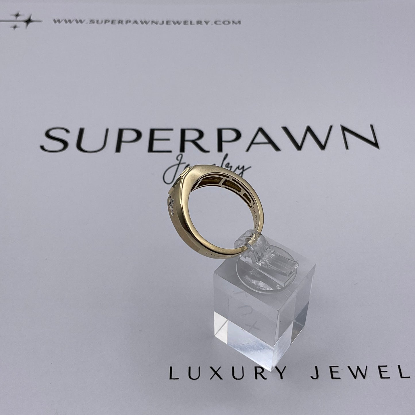 5.3g 10k Yellow Gold Men's Diamond Cross Ring Size 10