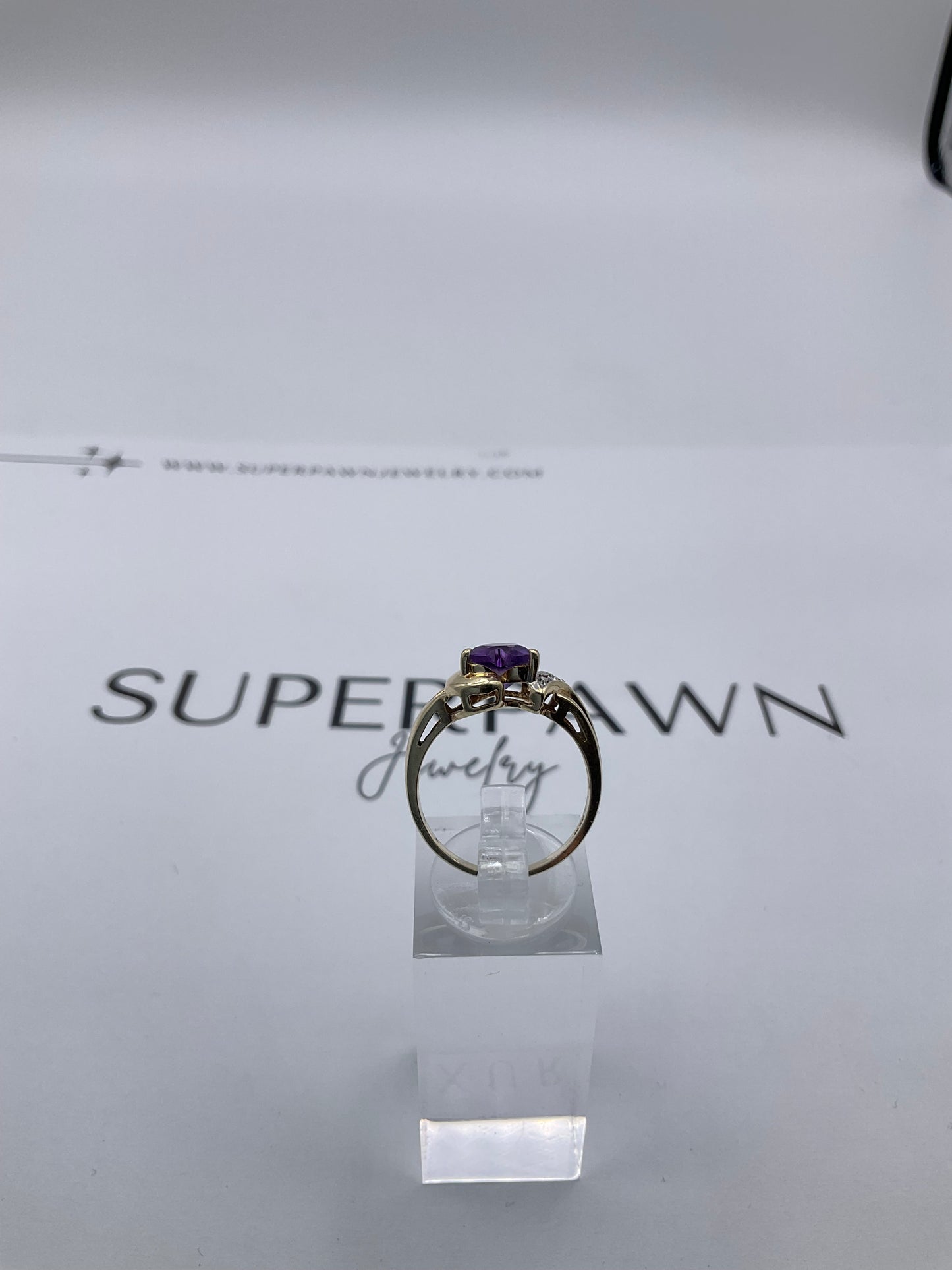 10K Yellow Gold Heart-Shaped Amethyst & Diamond Ring – Size 6.5 – 2.4g