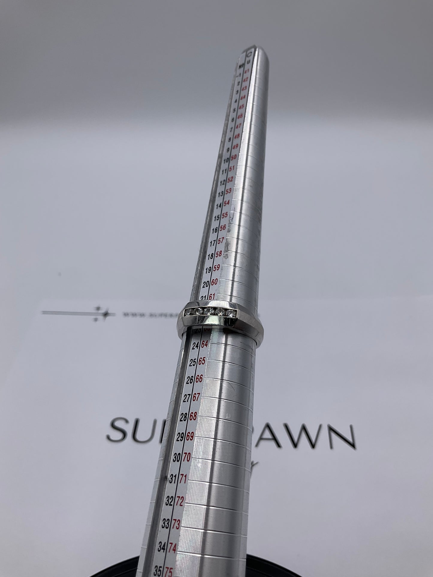 14K White Gold Men’s Ring with Flush-Mounted Diamonds – Polished & Brushed Finish – Size 10