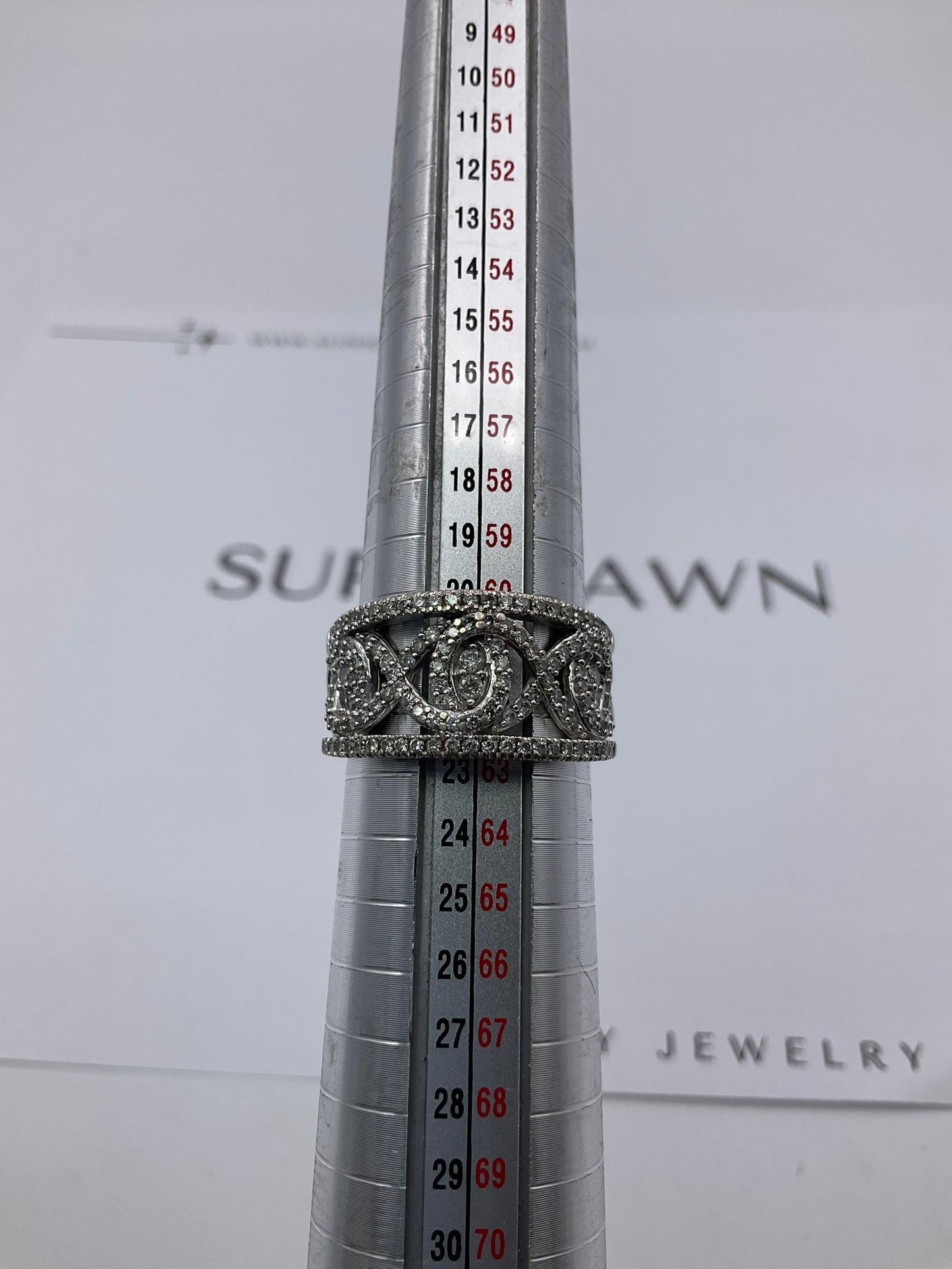 10K White Gold Filigree Twist Cluster Ring – Size 9.5 – 7.9g