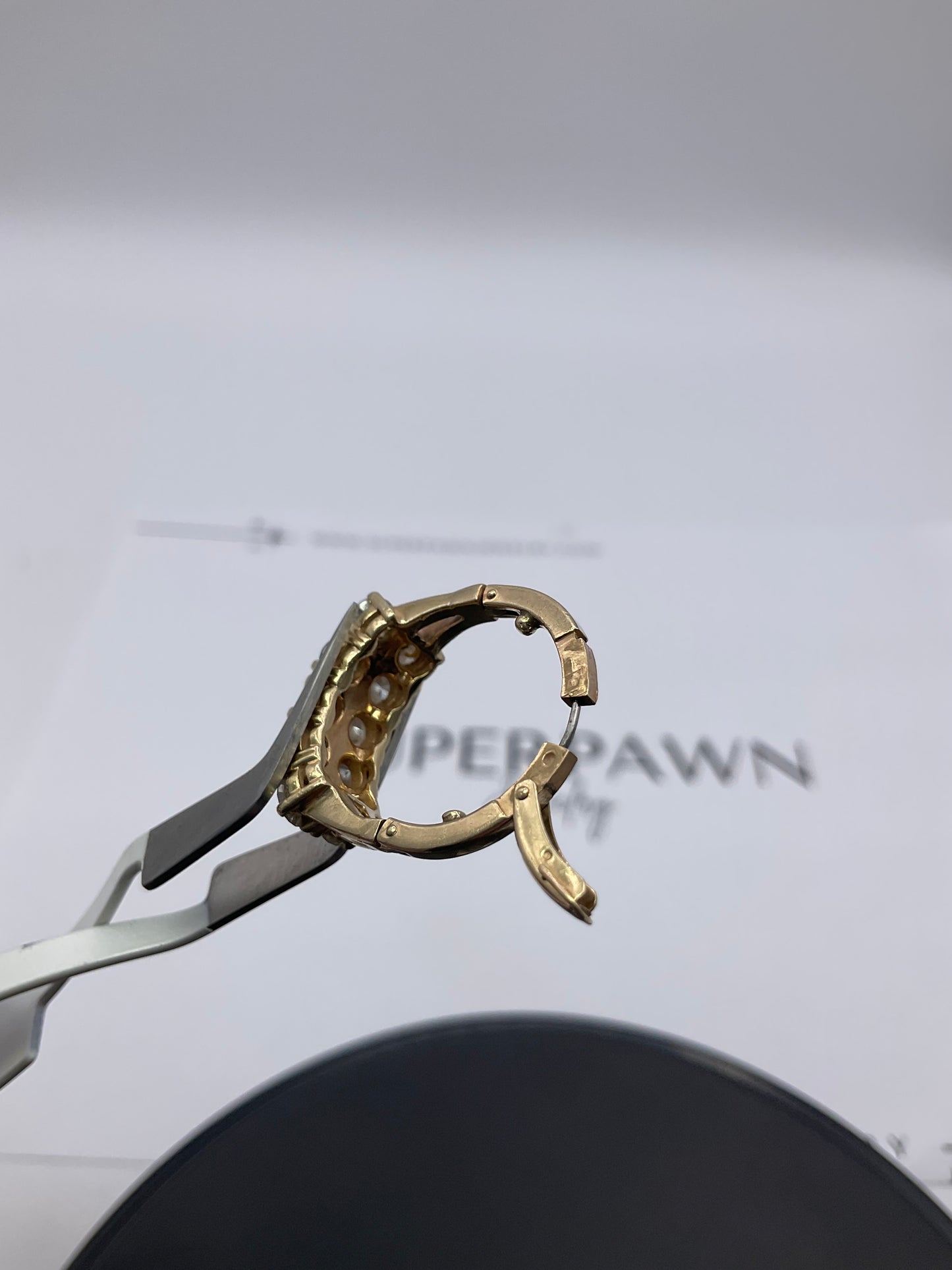 14K Yellow Gold Diamond Clasp Design Ring – Size 5.5 – 5.8g