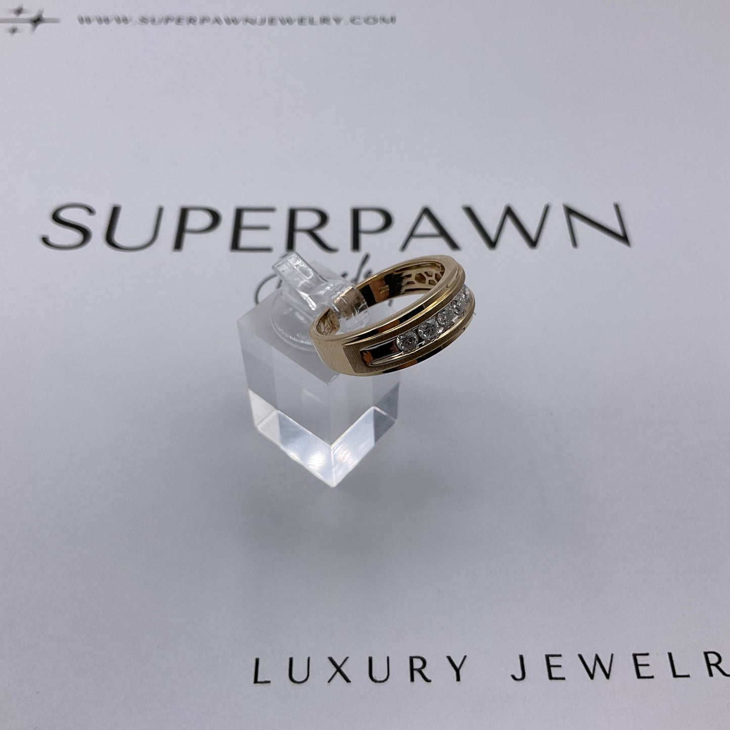4.7g 10k Yellow Gold Men's Diamond Band Size 10