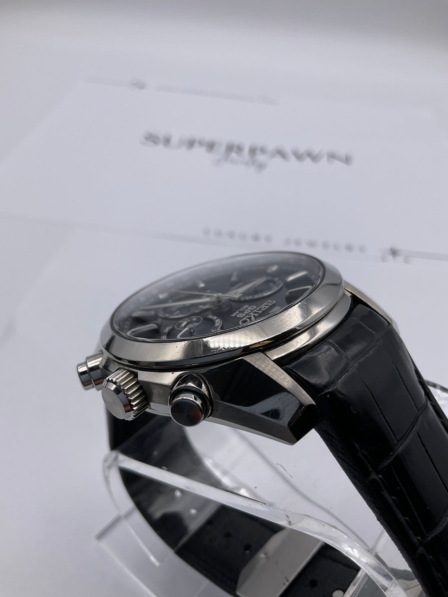 SEIKO ASTRON GPS SOLAR 5X53-0AJ0 42mm Watch Black Leather Strap