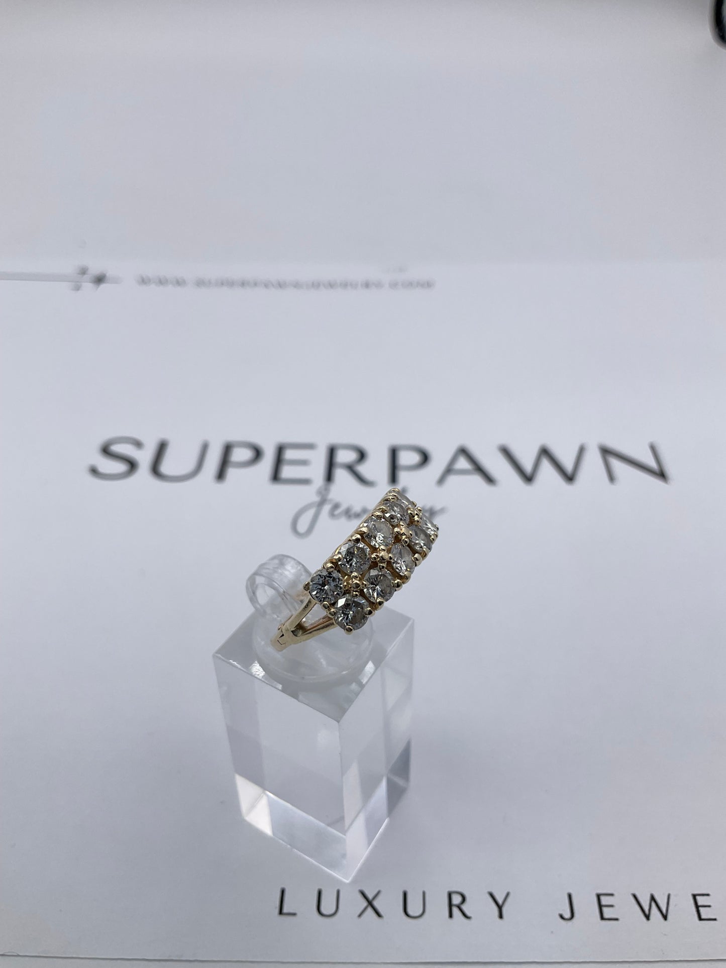 14K Yellow Gold Diamond Clasp Design Ring – Size 5.5 – 5.8g