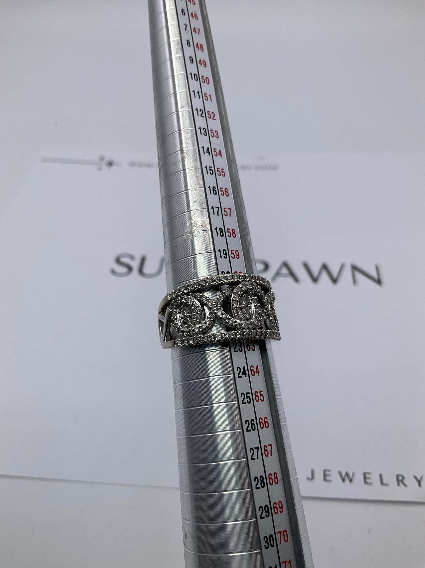 10K White Gold Filigree Twist Cluster Ring – Size 9.5 – 7.9g