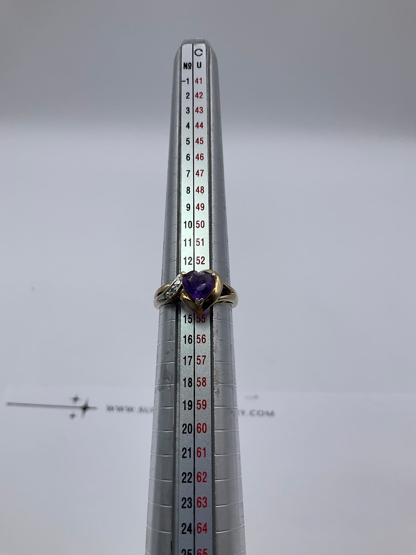 10K Yellow Gold Heart-Shaped Amethyst & Diamond Ring – Size 6.5 – 2.4g