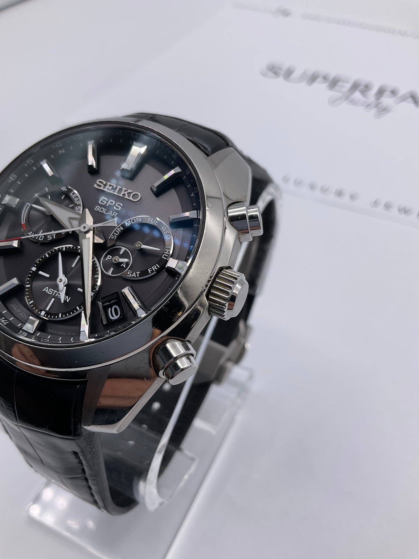 SEIKO ASTRON GPS SOLAR 5X53-0AJ0 42mm Watch Black Leather Strap