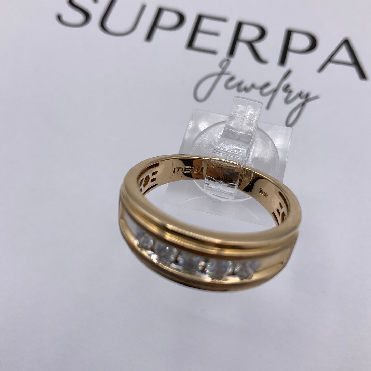 4.7g 10k Yellow Gold Men's Diamond Band Size 10