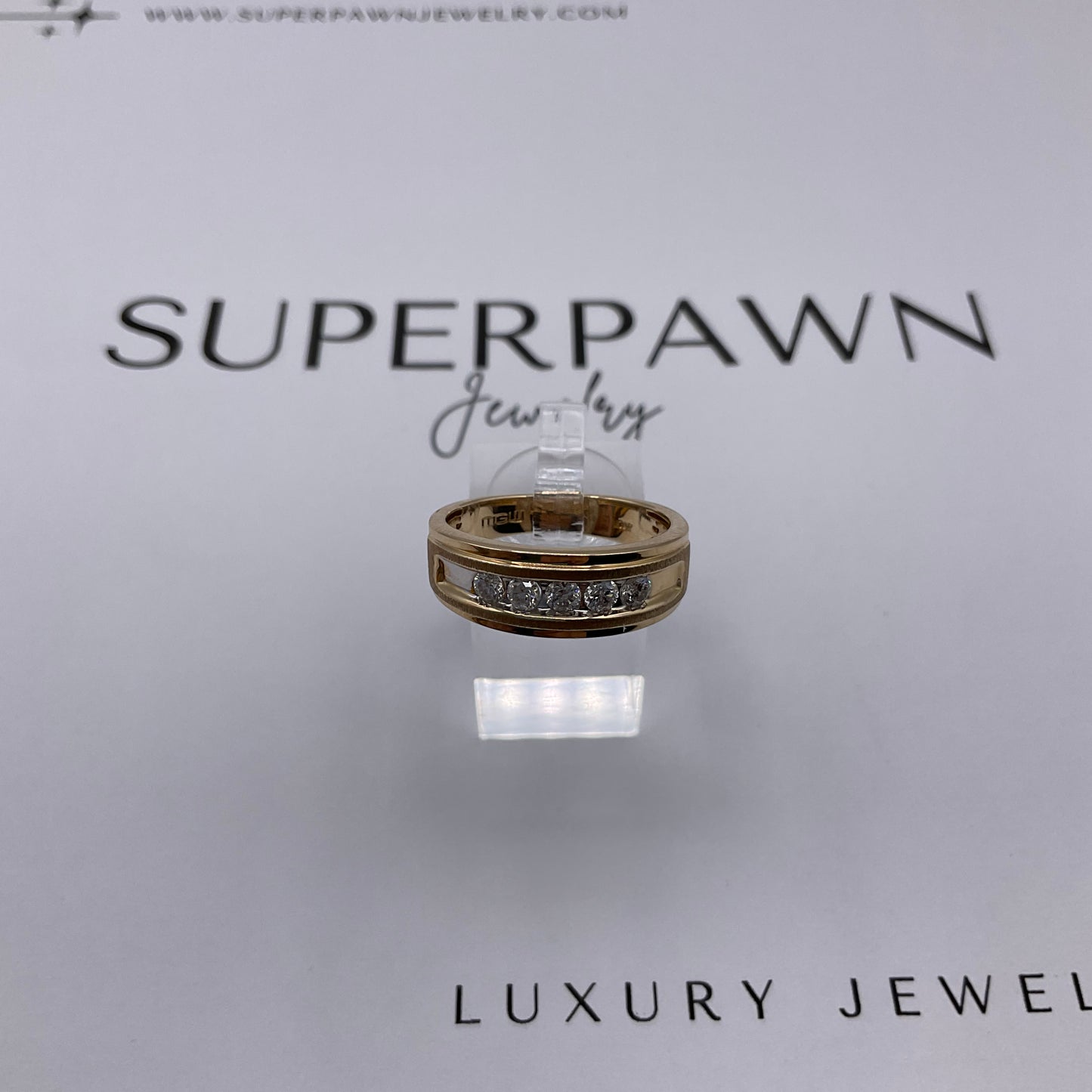 4.7g 10k Yellow Gold Men's Diamond Band Size 10