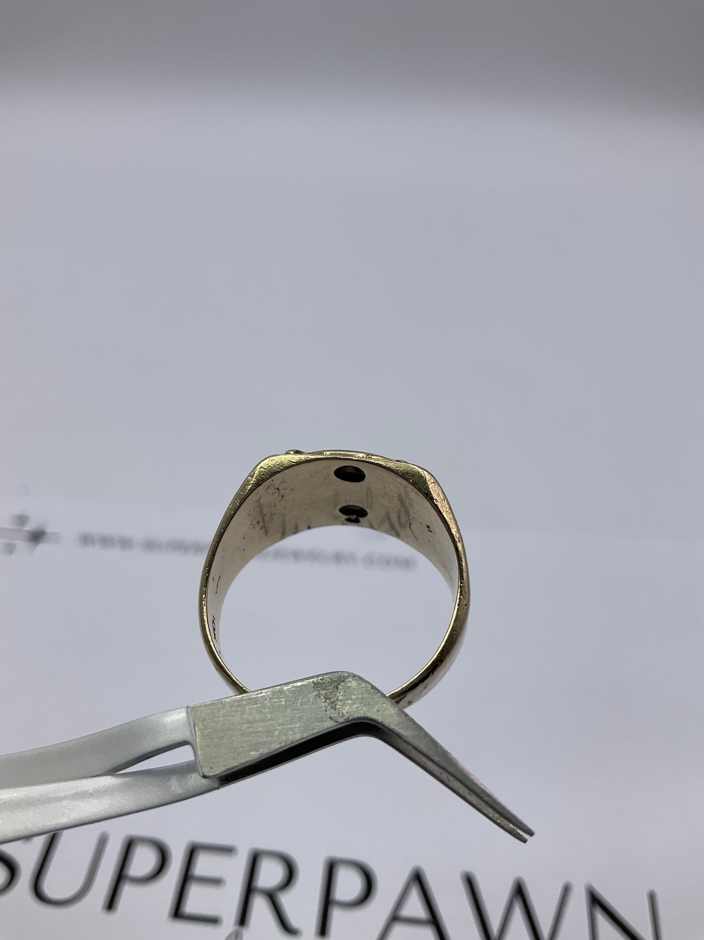 10K Yellow Gold Masonic Compass Ring with Diamond – Size 9.5 – 7.1g