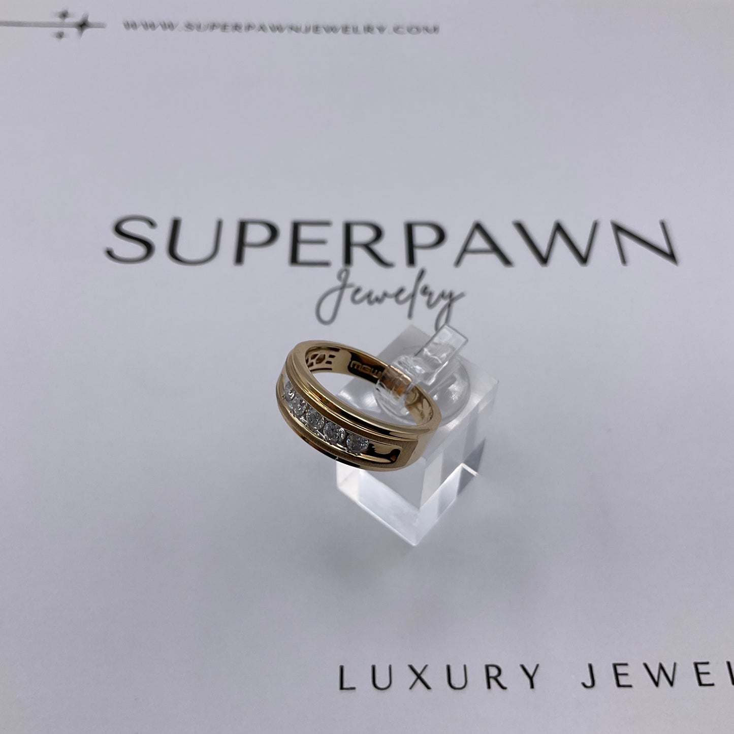 4.7g 10k Yellow Gold Men's Diamond Band Size 10