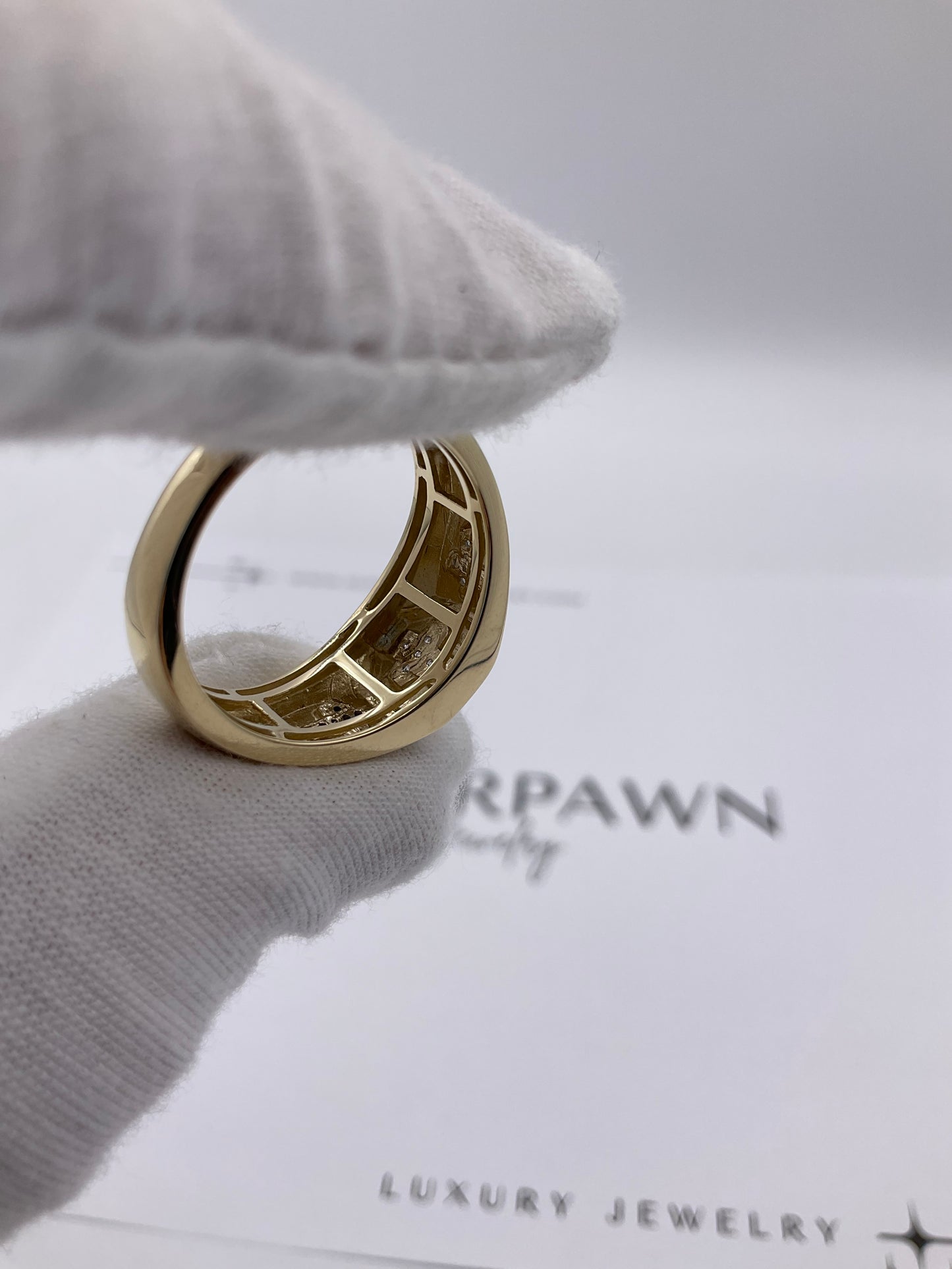 5.3g 10k Yellow Gold Men's Diamond Cross Ring Size 10