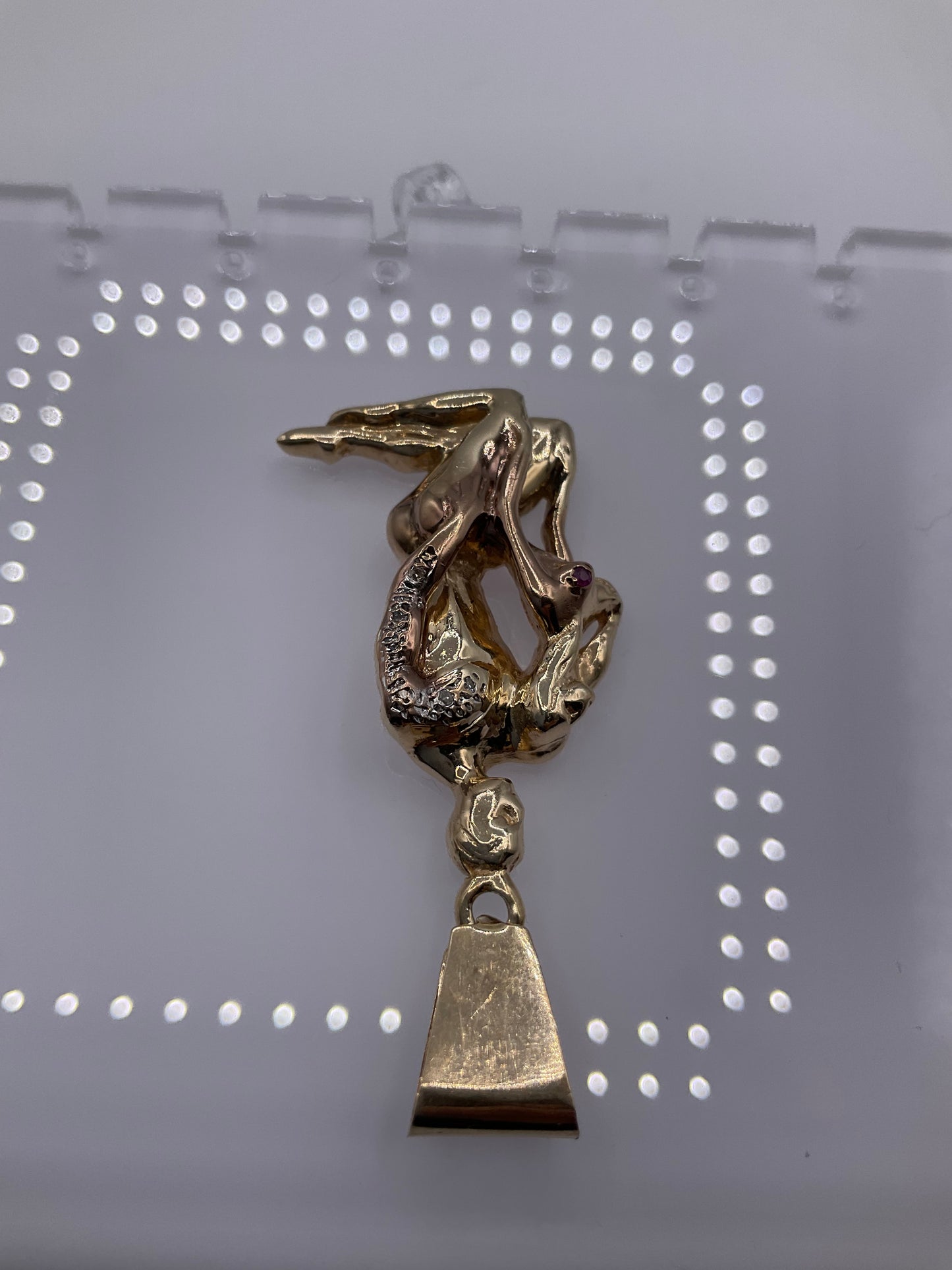 10K Yellow Gold Artistic Couple Pendant With Diamond Accents 12.8g