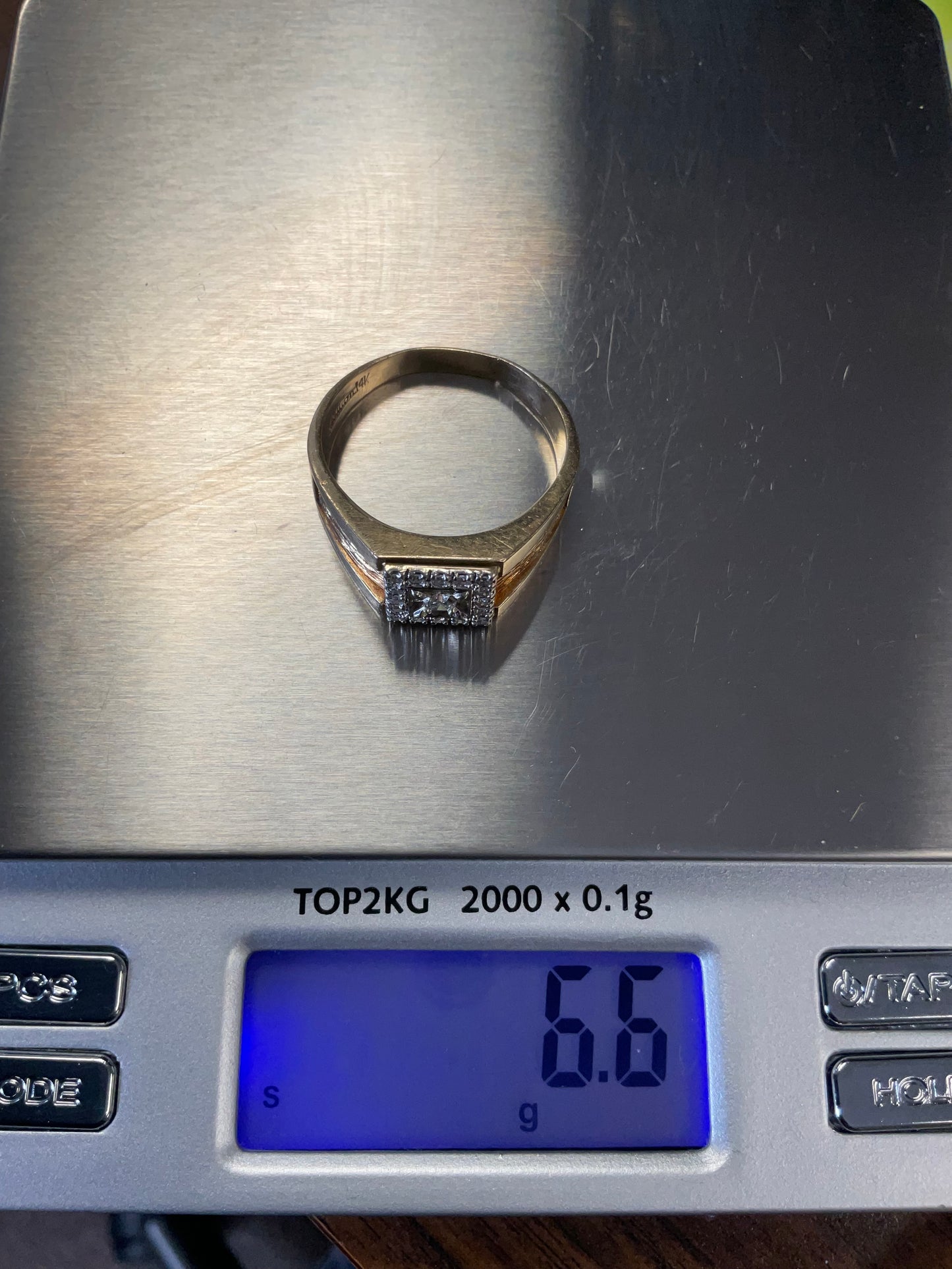 14K Yellow Gold & White Gold Diamond Cluster Ring – 6.6g – Size 11.5