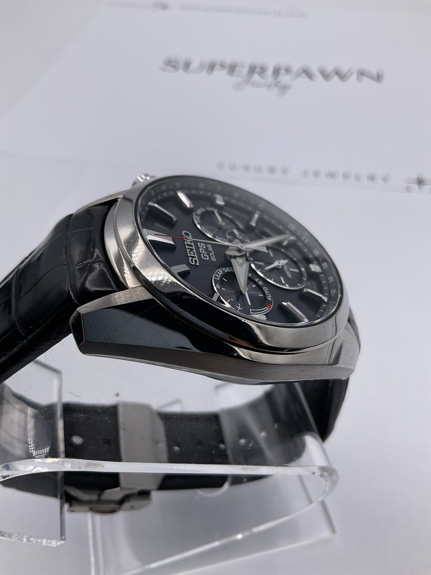 SEIKO ASTRON GPS SOLAR 5X53-0AJ0 42mm Watch Black Leather Strap