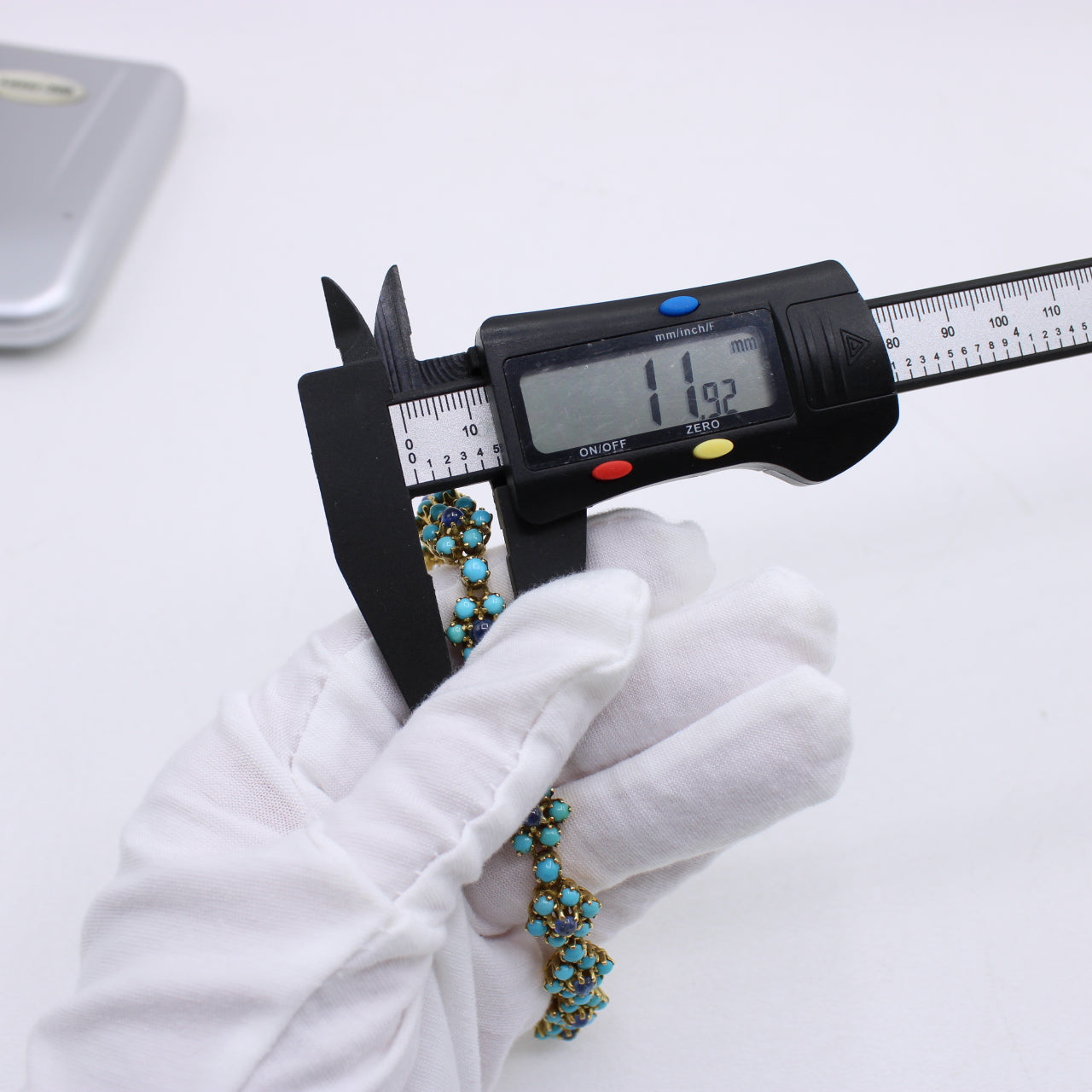 Vintage 14K Yellow Gold Turquoise Daisy Flower Bracelet 7" 33.9g