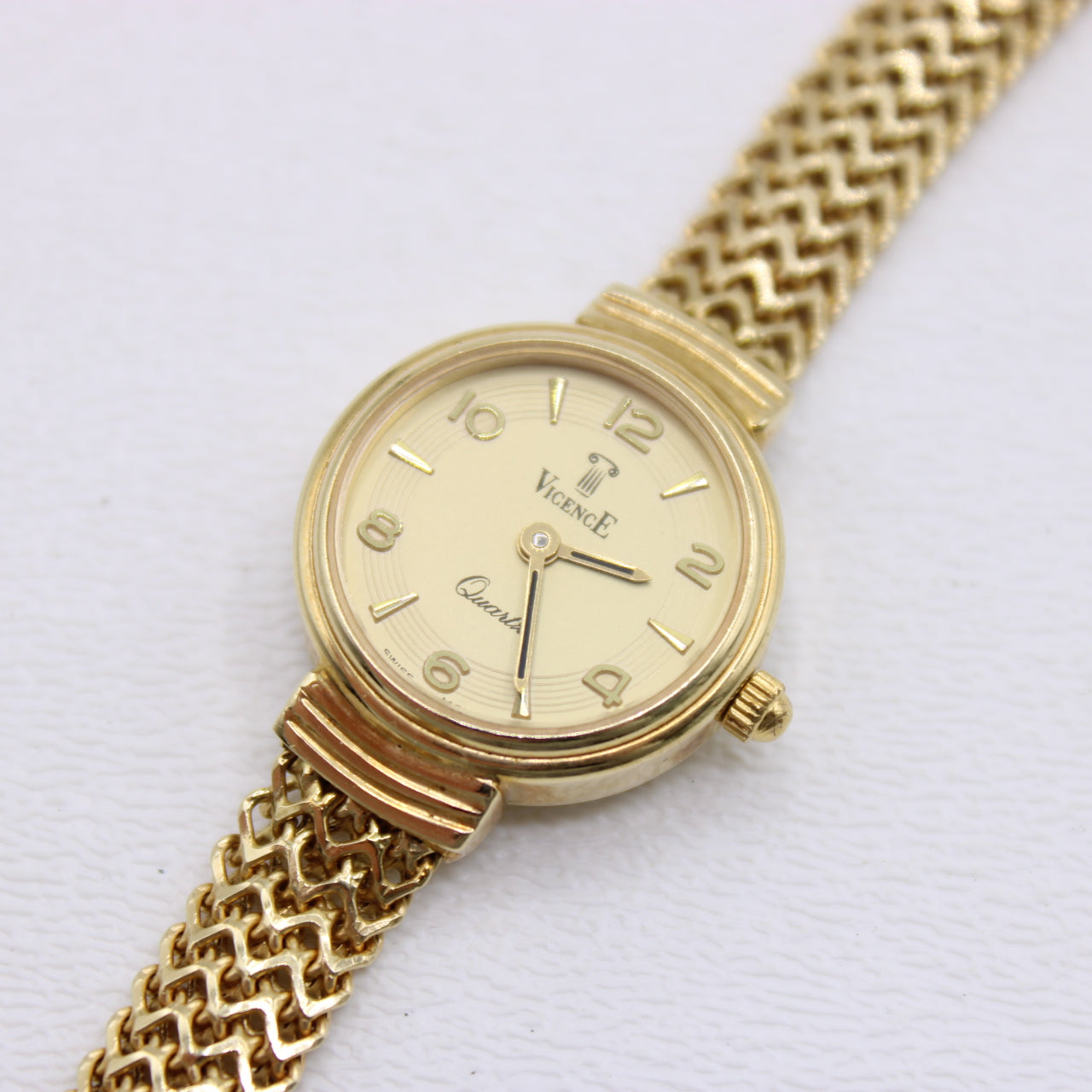 Vintage Vicence 14K Yellow Gold 20mm Ladies Wrist Watch Milor Italy 6.5" 19.2g