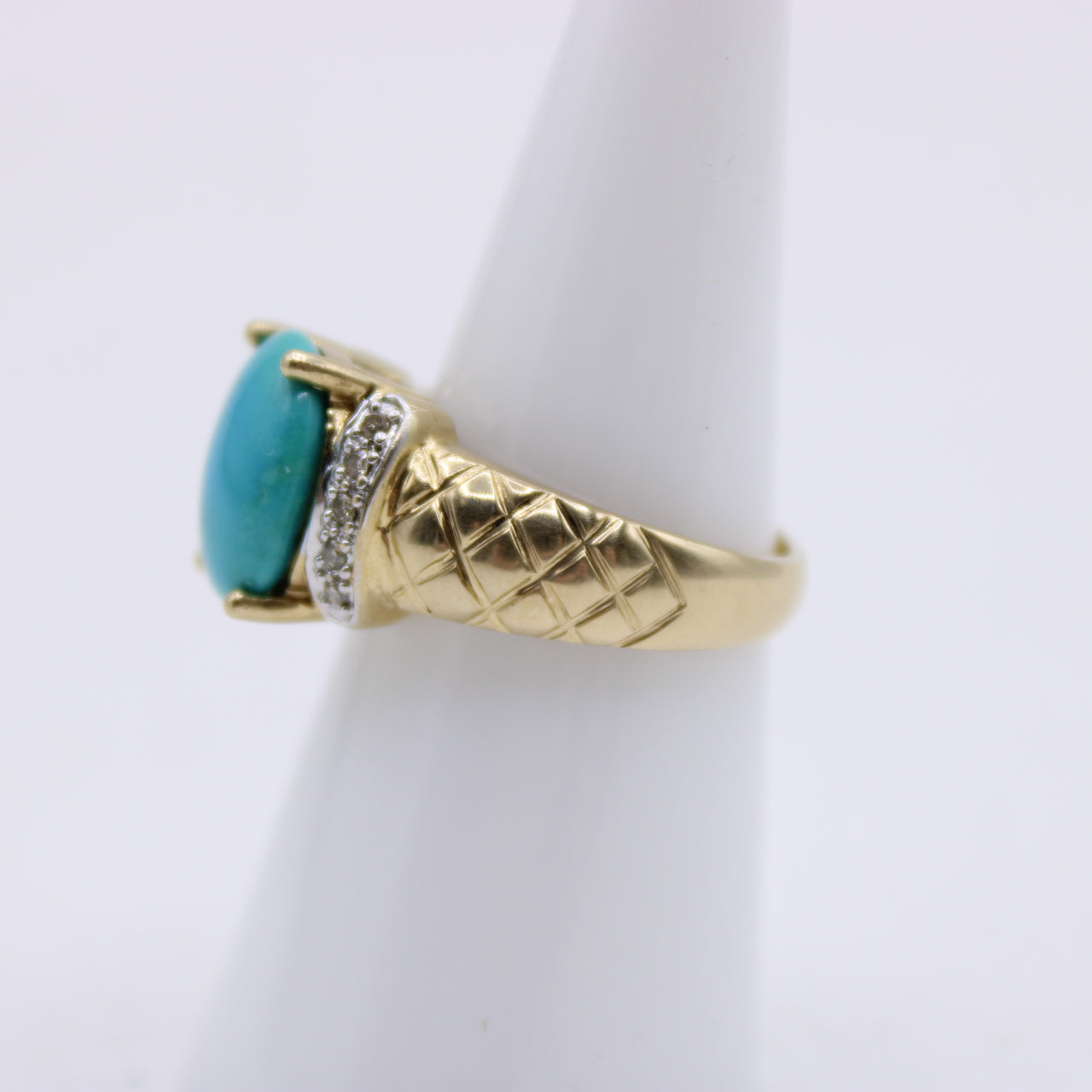 Le Vian 14K Yellow & White Gold Turquoise and Diamond Ladies Ring Size 7