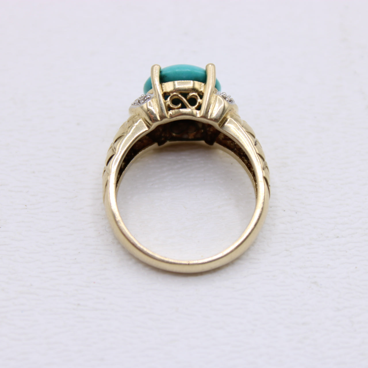 Le Vian 14K Yellow & White Gold Turquoise and Diamond Ladies Ring Size 7