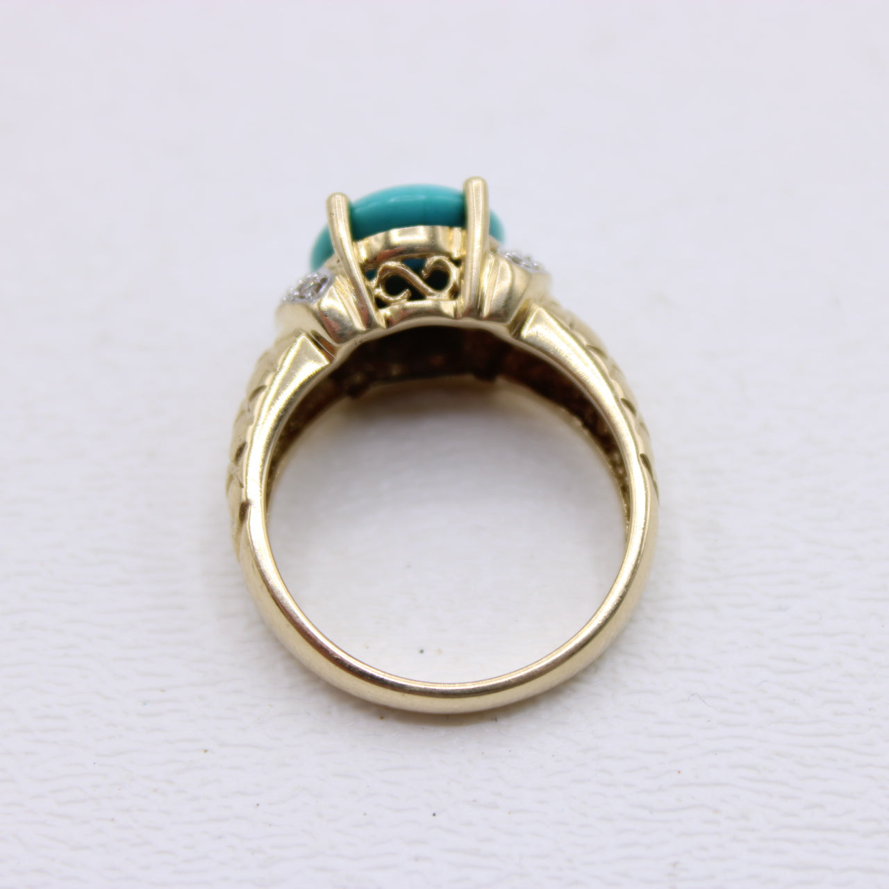 Le Vian 14K Yellow & White Gold Turquoise and Diamond Ladies Ring Size 7
