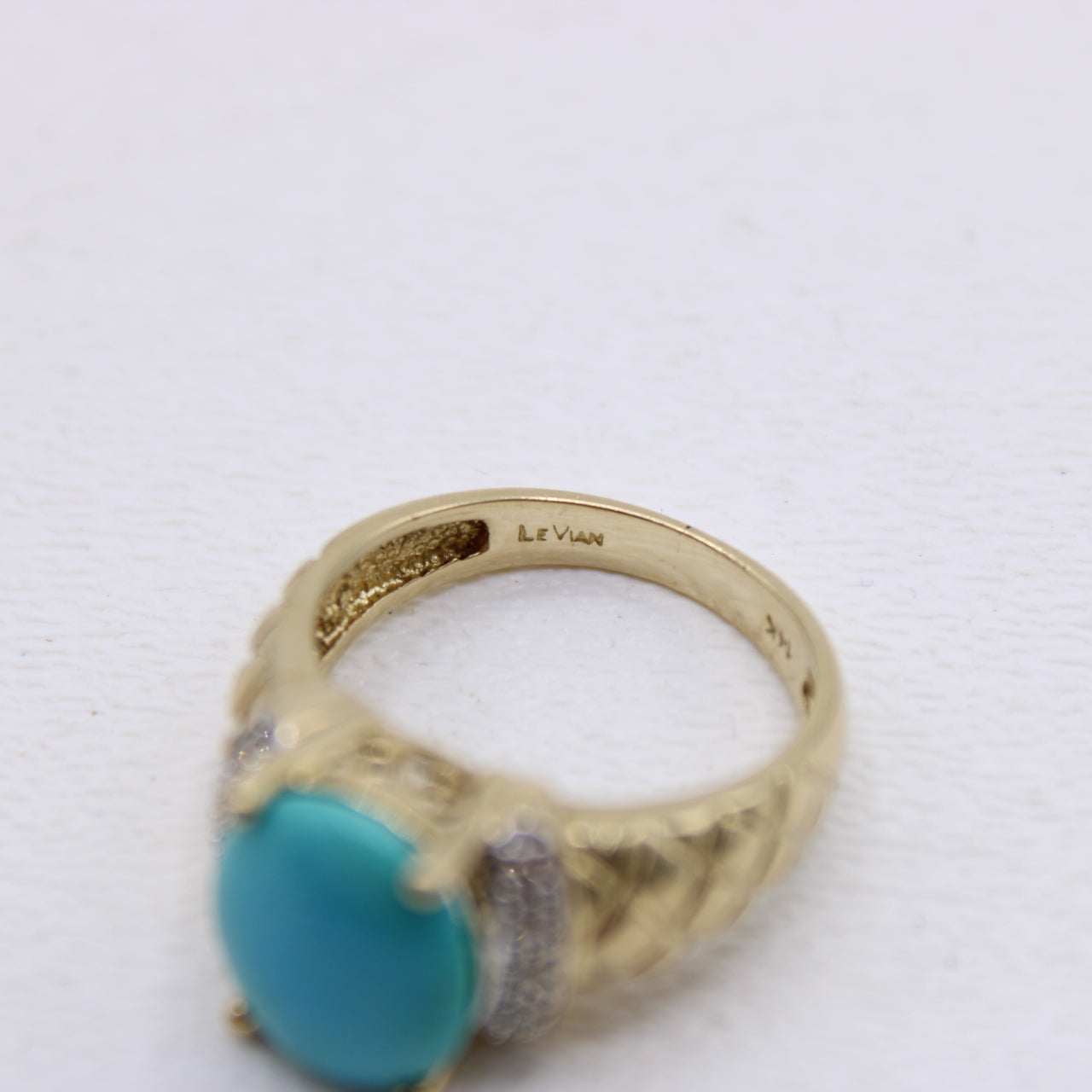 Le Vian 14K Yellow & White Gold Turquoise and Diamond Ladies Ring Size 7