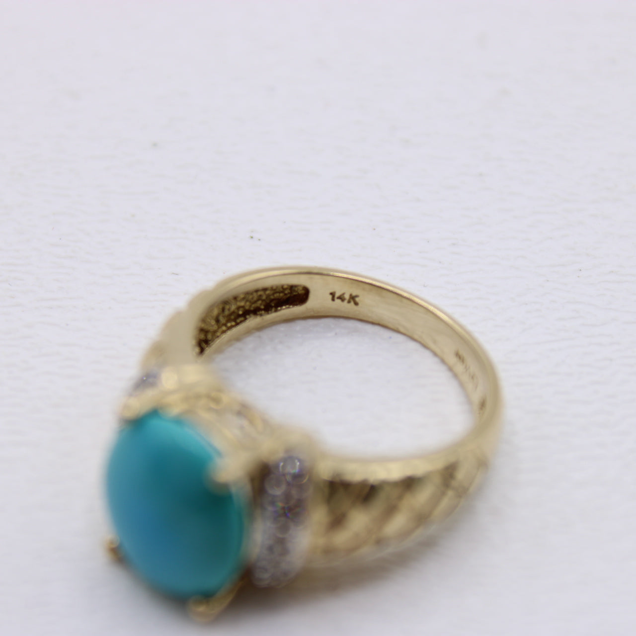 Le Vian 14K Yellow & White Gold Turquoise and Diamond Ladies Ring Size 7