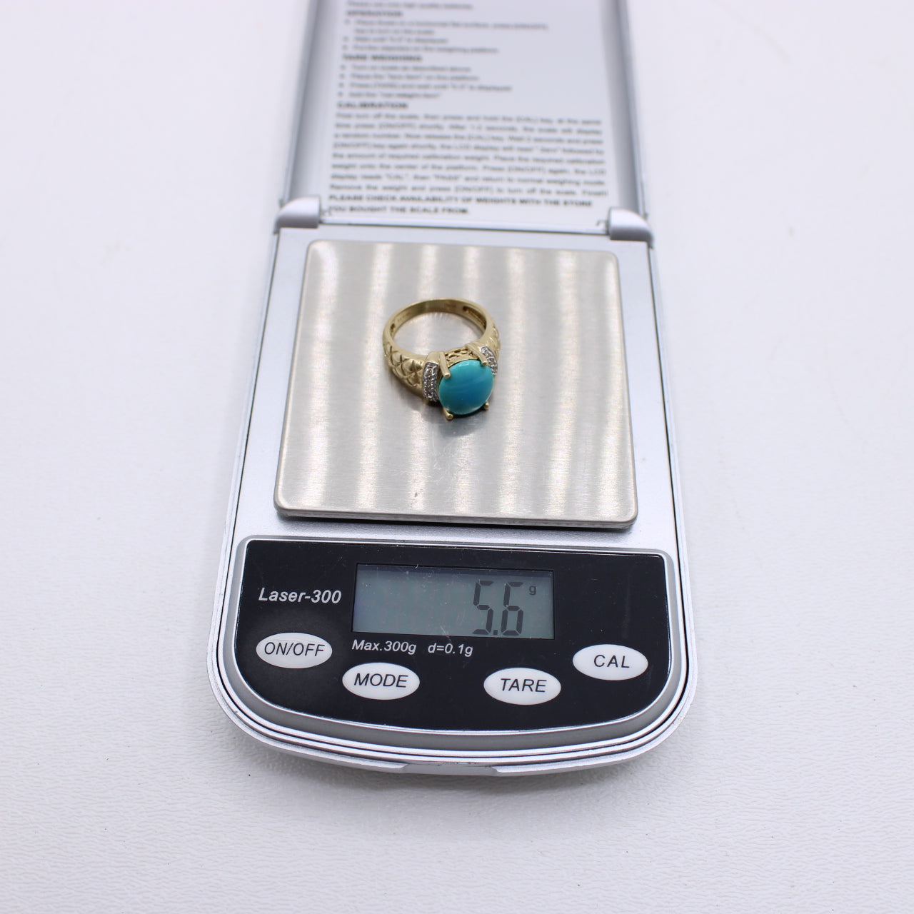 Le Vian 14K Yellow & White Gold Turquoise and Diamond Ladies Ring Size 7
