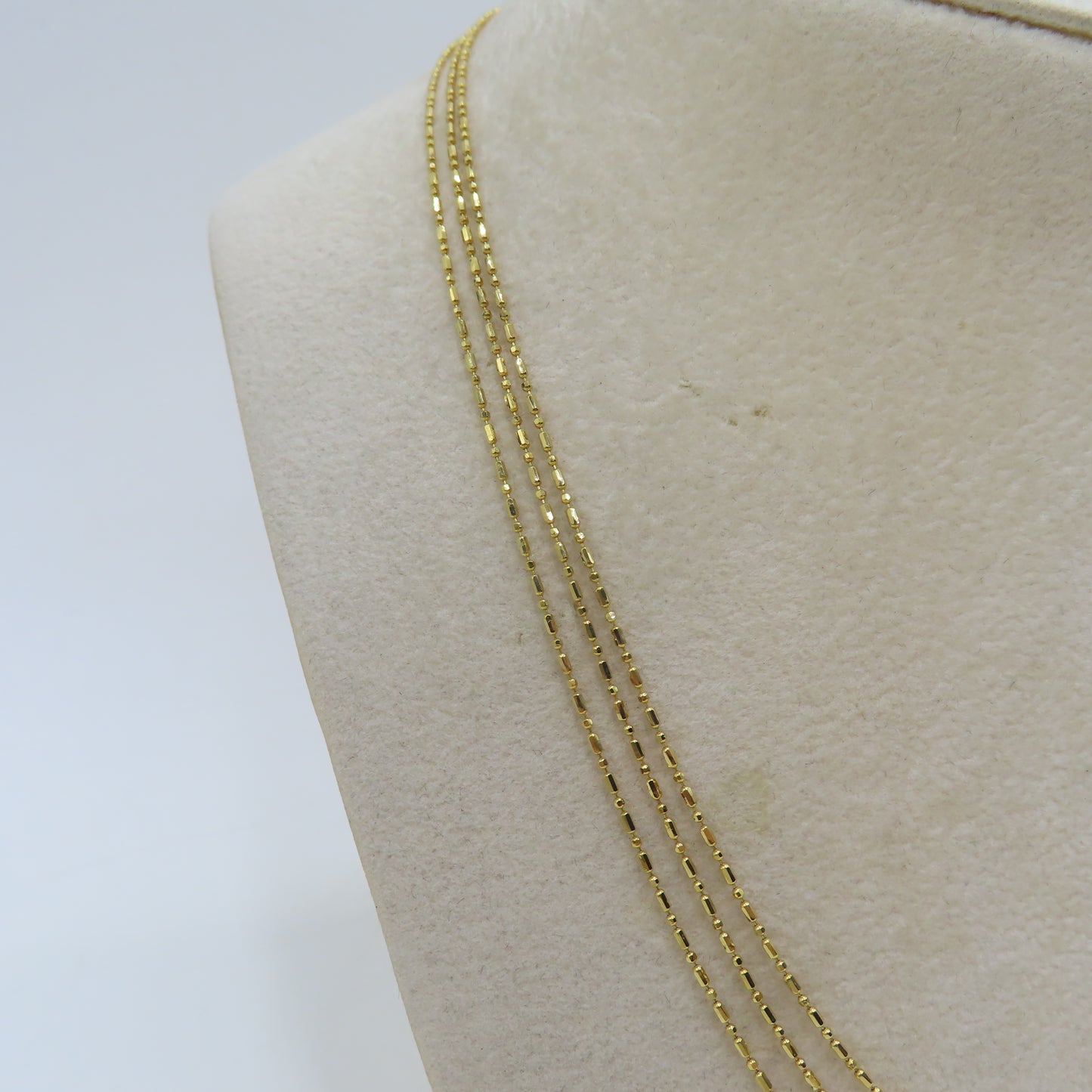 14K Yellow Gold Tri-Strand Layered Key Chain Link Necklace 17" 4.5g