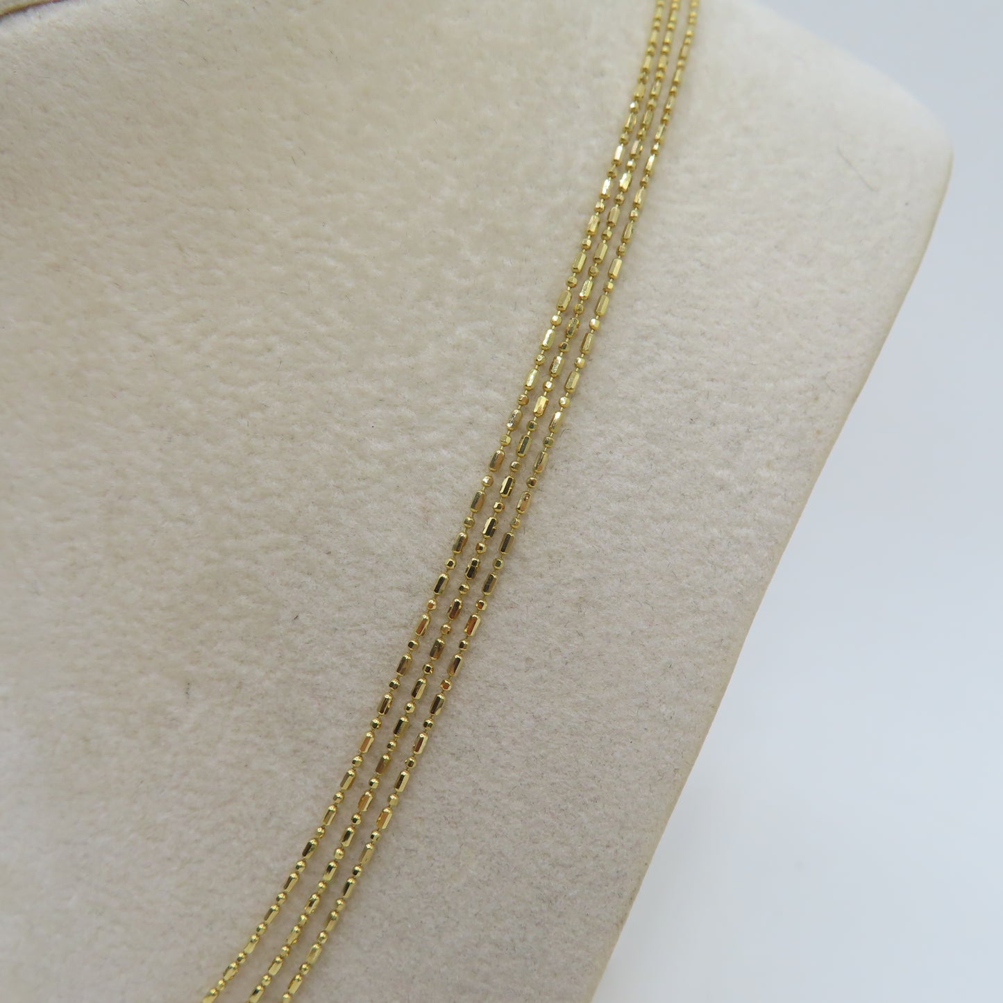 14K Yellow Gold Tri-Strand Layered Key Chain Link Necklace 17" 4.5g