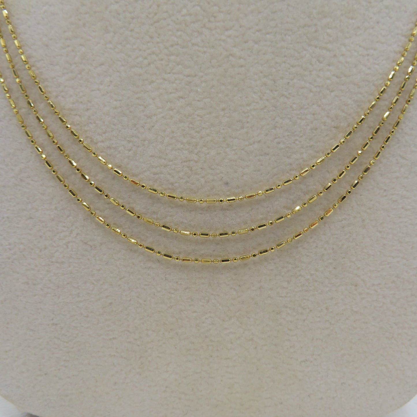 14K Yellow Gold Tri-Strand Layered Key Chain Link Necklace 17" 4.5g