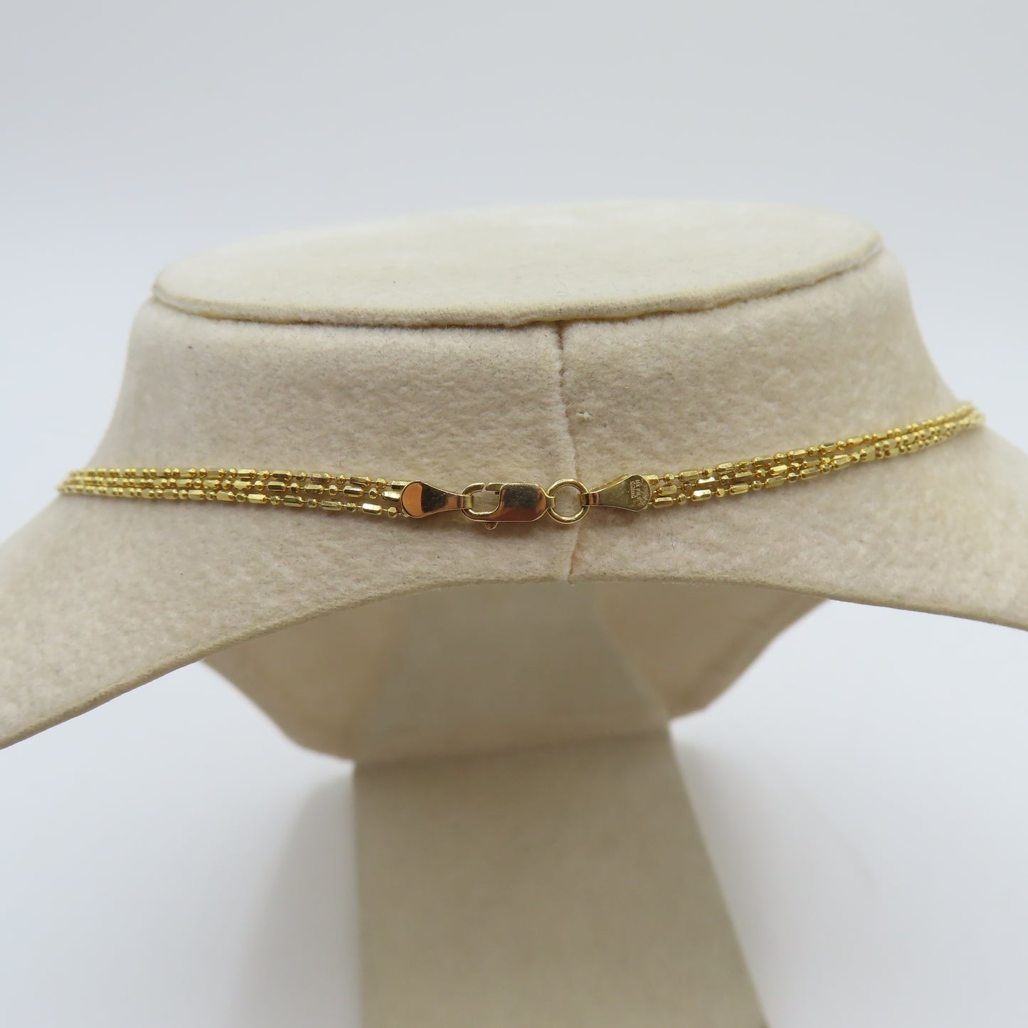 14K Yellow Gold Tri-Strand Layered Key Chain Link Necklace 17" 4.5g