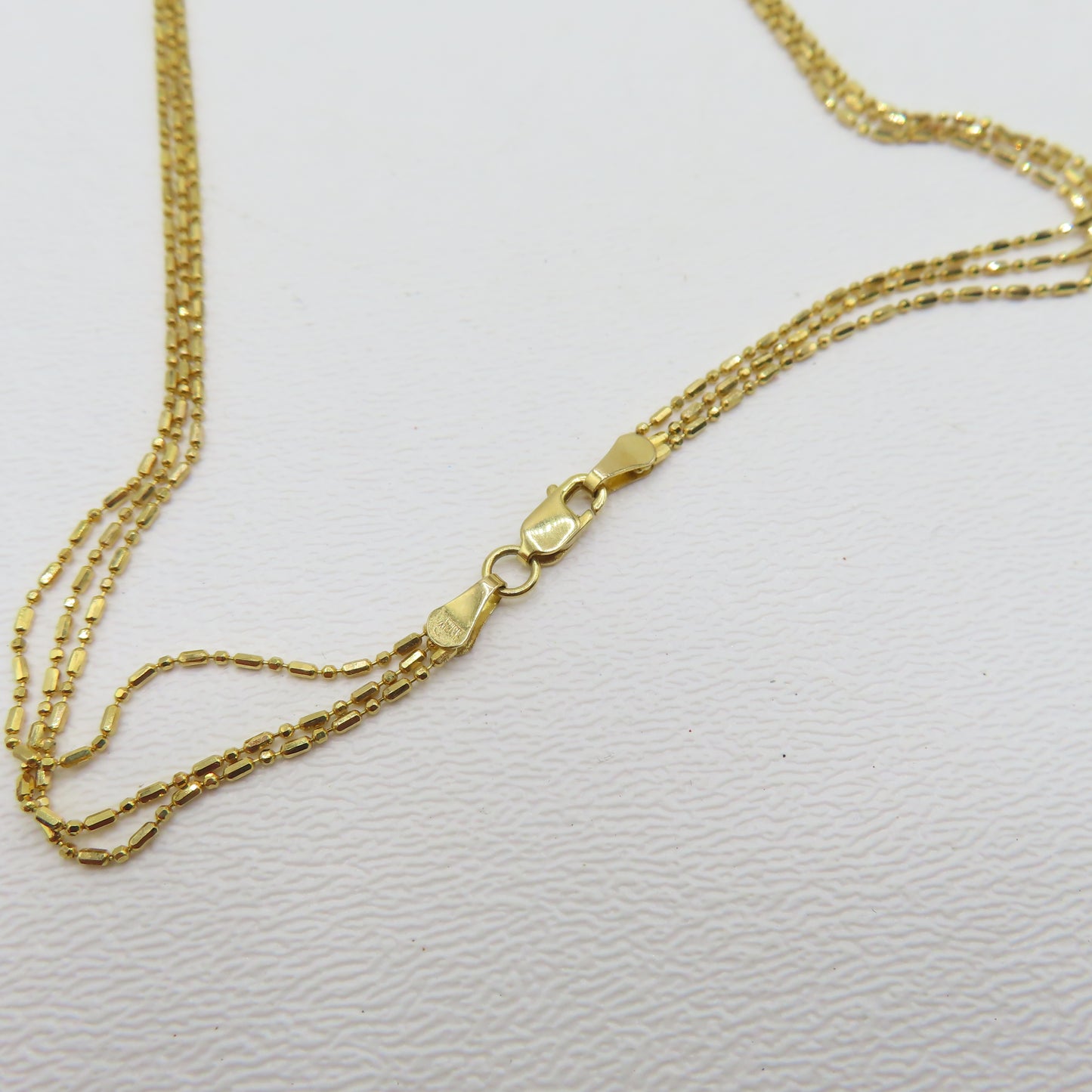 14K Yellow Gold Tri-Strand Layered Key Chain Link Necklace 17" 4.5g