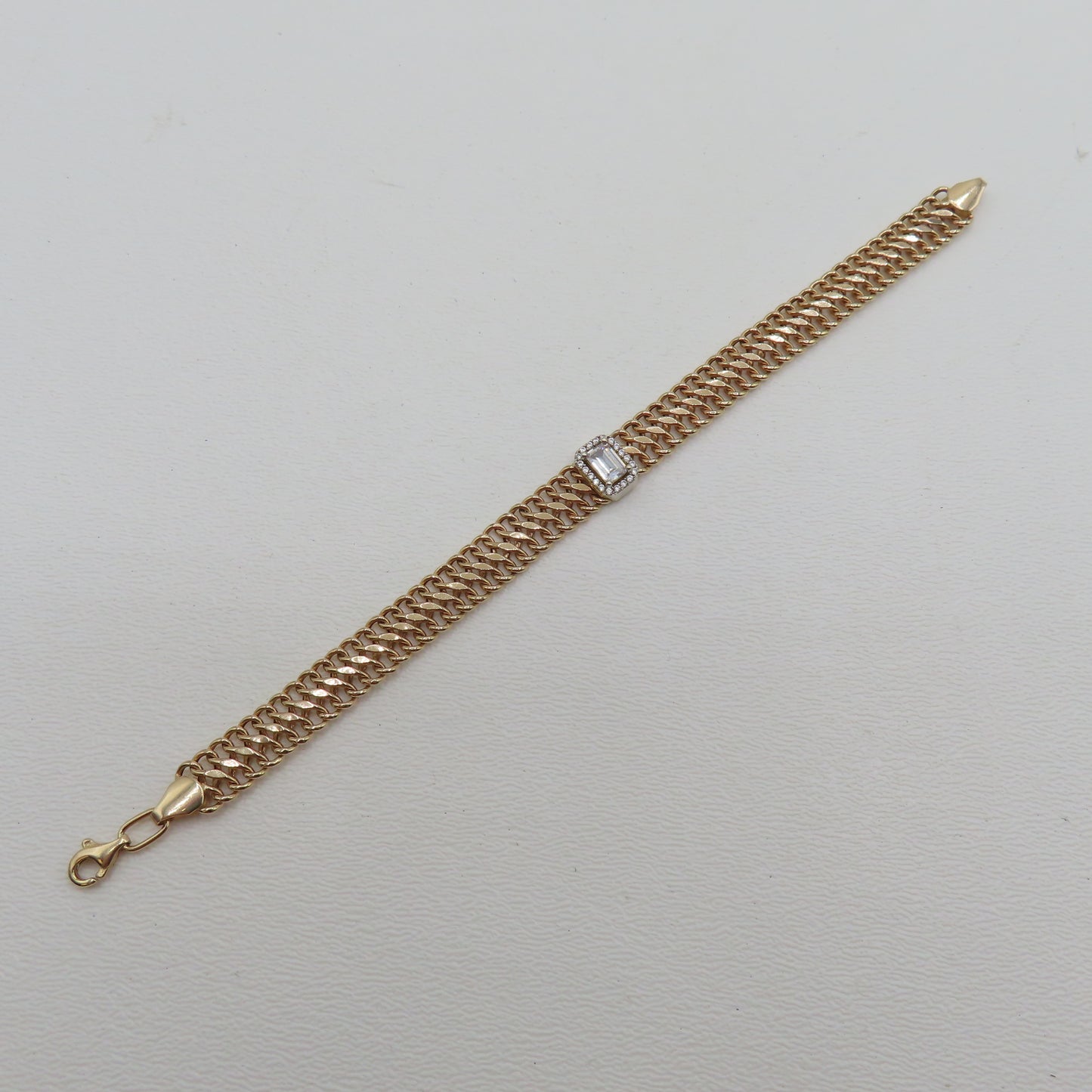 14K Rose Gold Double Curb Chain Bracelet 6-1/2" 8.4mm 5.4g