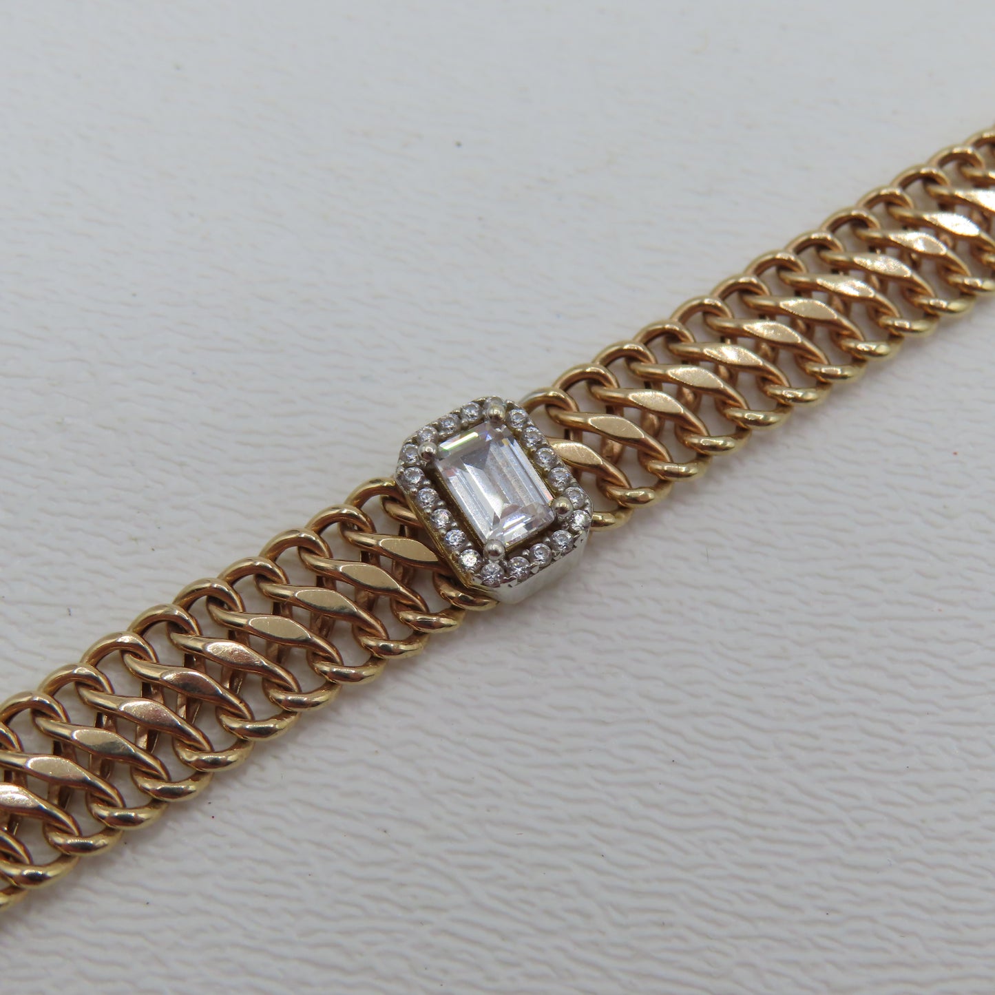 14K Rose Gold Double Curb Chain Bracelet 6-1/2" 8.4mm 5.4g