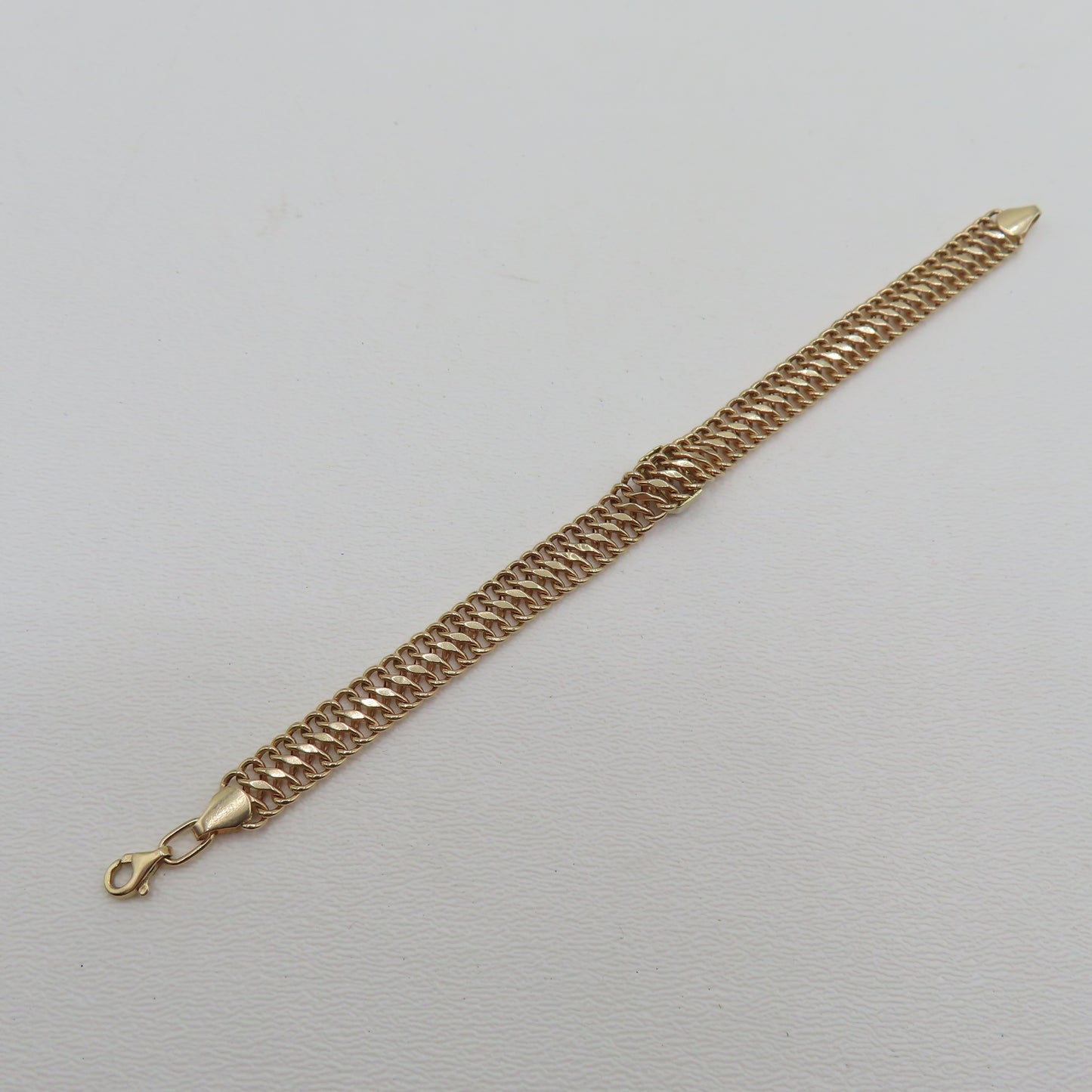 14K Rose Gold Double Curb Chain Bracelet 6-1/2" 8.4mm 5.4g