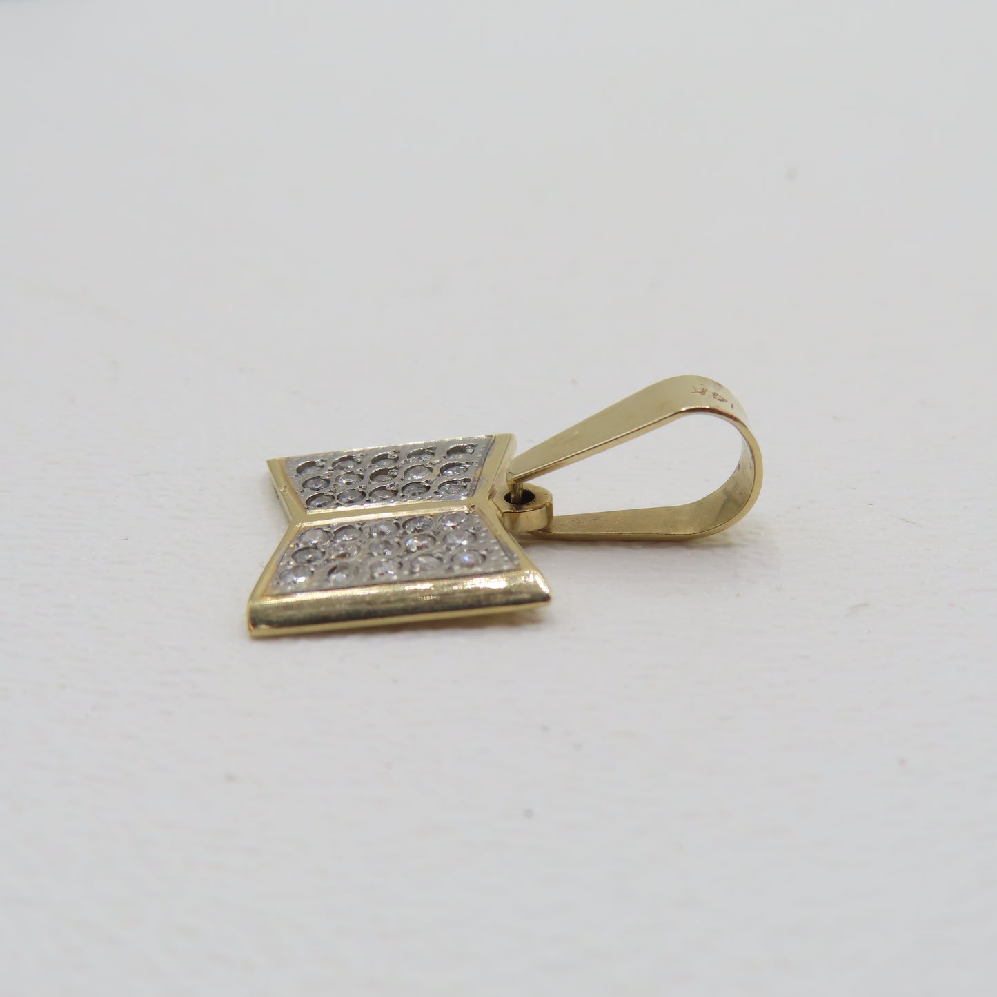 14K Two-Tone Gold Diamond Book Pendant 1" 3.5g