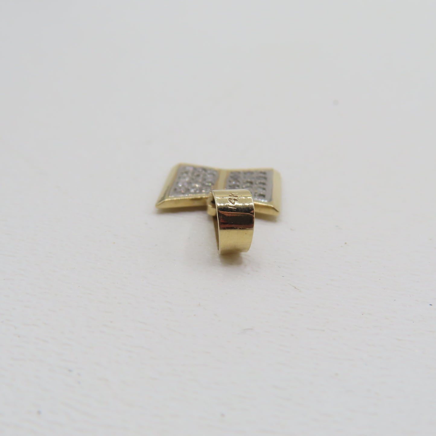 14K Two-Tone Gold Diamond Book Pendant 1" 3.5g