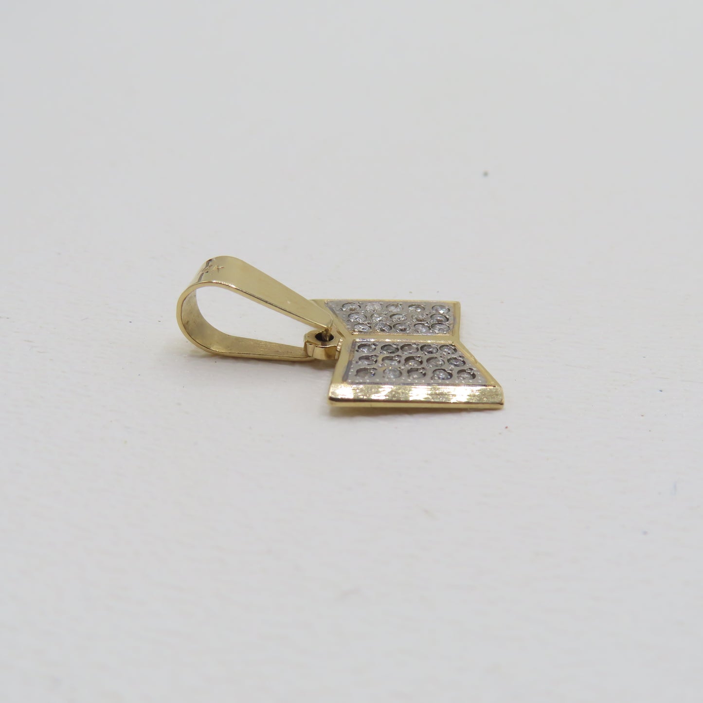 14K Two-Tone Gold Diamond Book Pendant 1" 3.5g