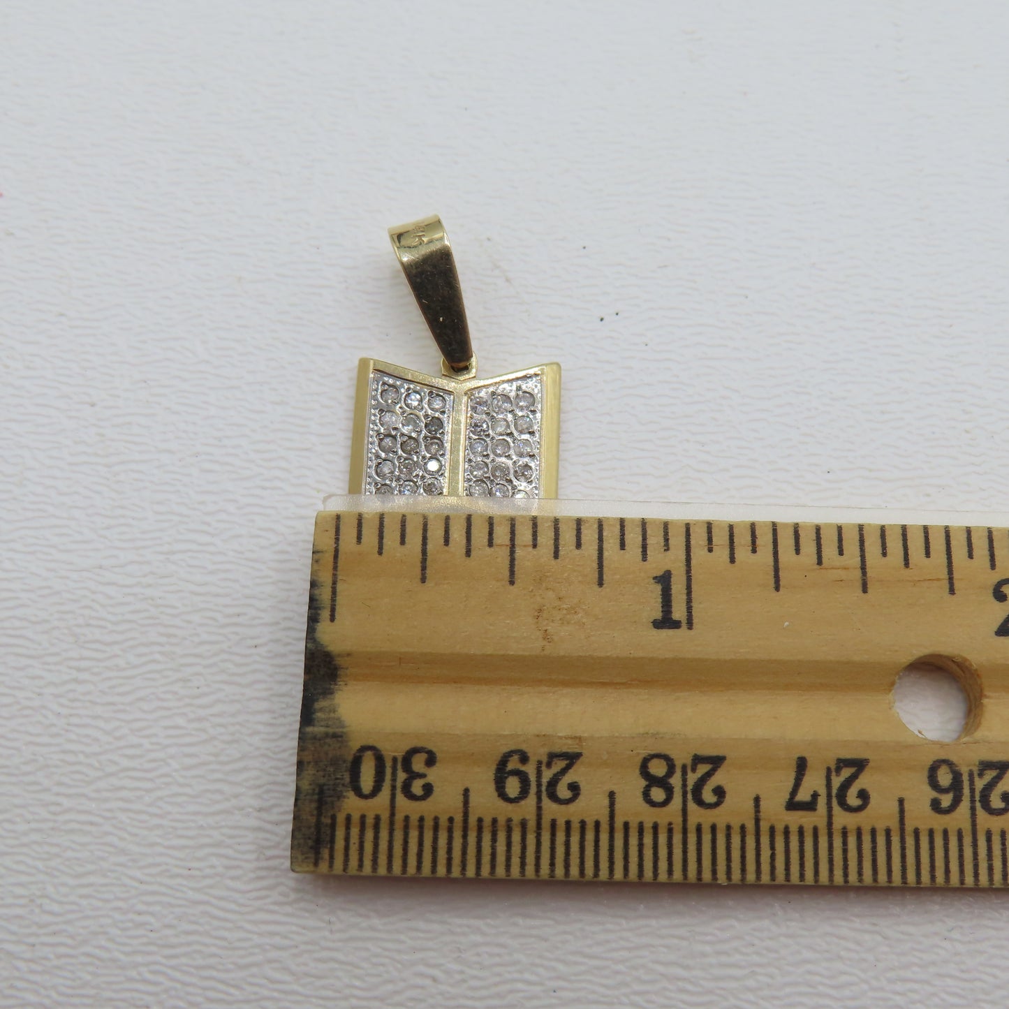 14K Two-Tone Gold Diamond Book Pendant 1" 3.5g